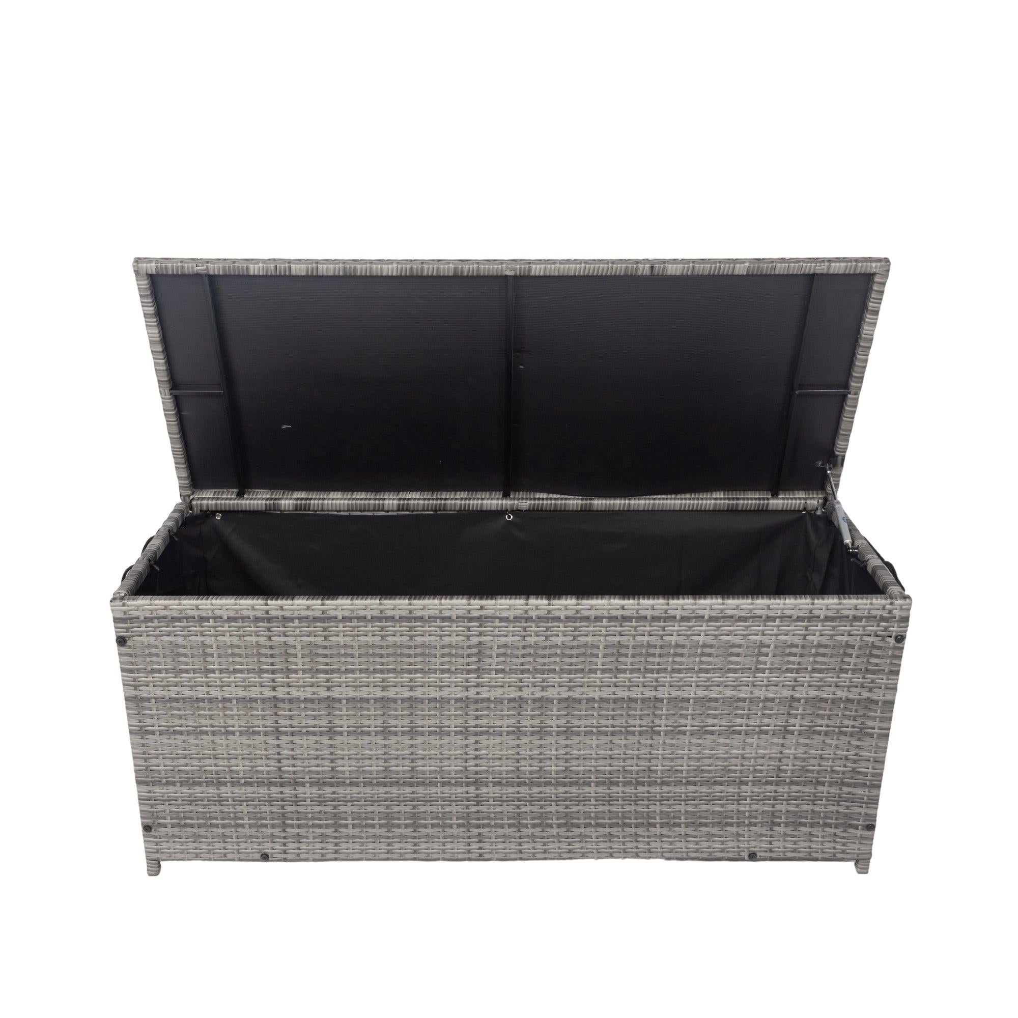 Outdoor 113 Gallon Gray Rattan WickerStorage Wicker Lid