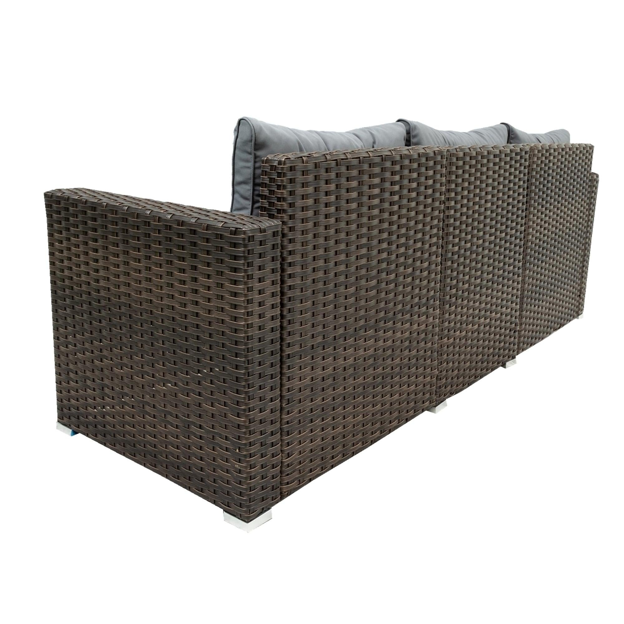 6 PCS Outdoor Patio Rattan Wicker Arrangeable Sofa Set with Removeable Cushions and Temper Glass Table Top