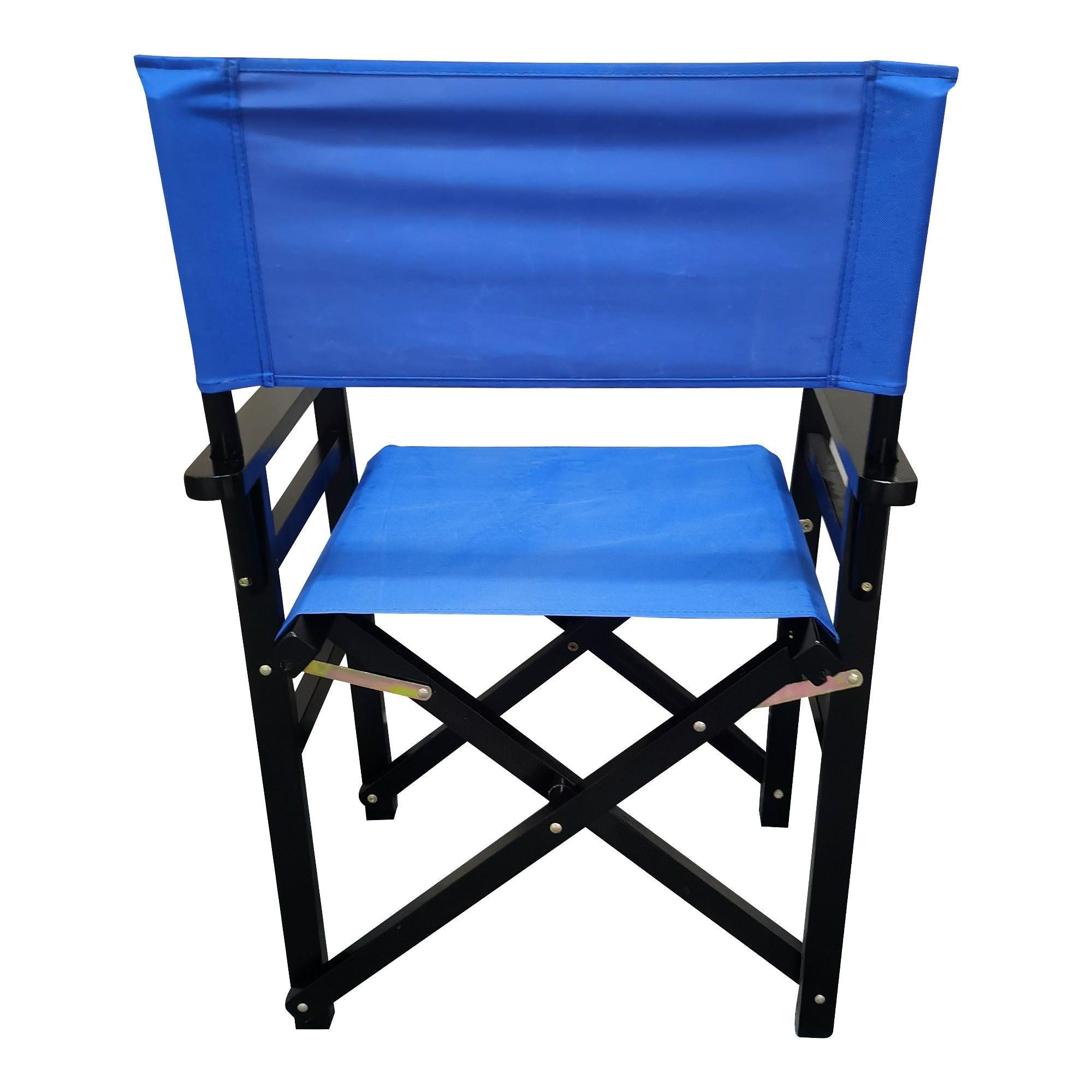 2 PCS Canvas Folding Black Wooden Chair - Blue