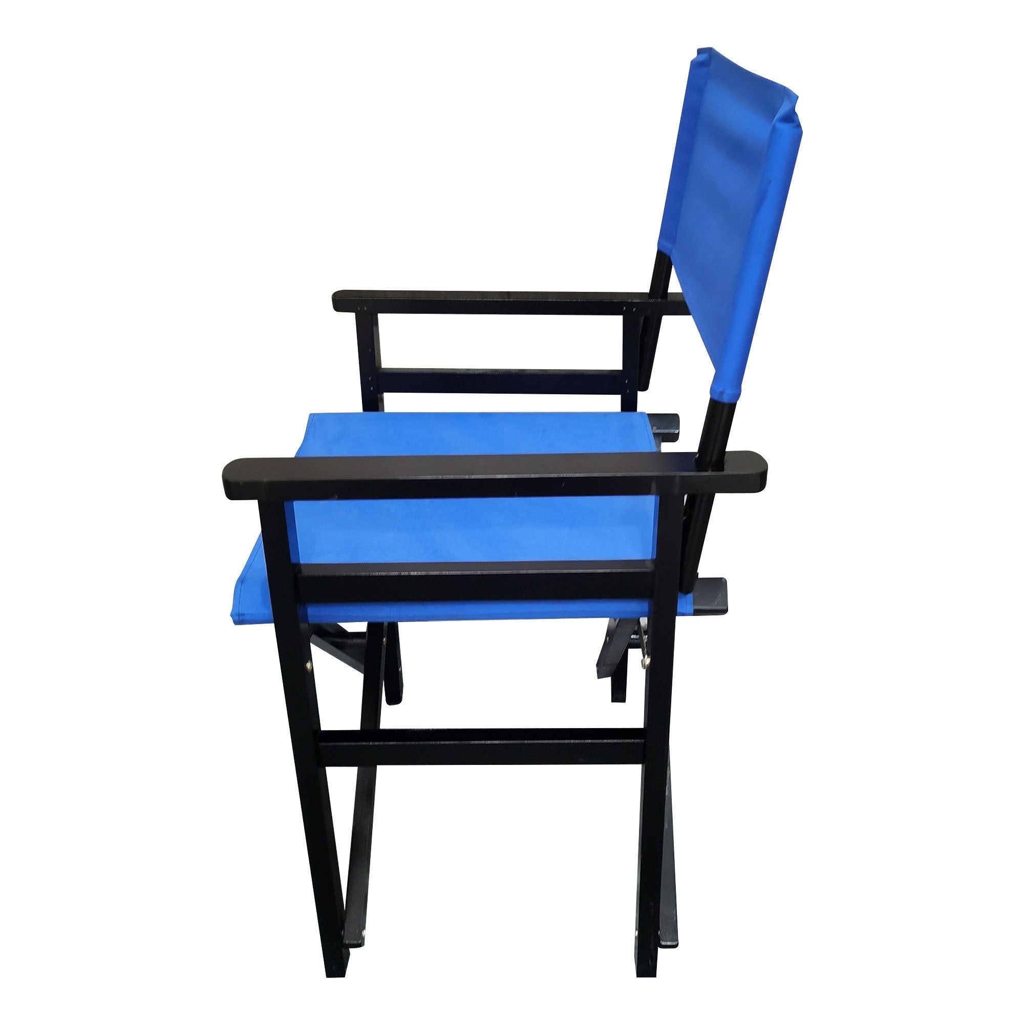 2 PCS Canvas Folding Black Wooden Chair - Blue