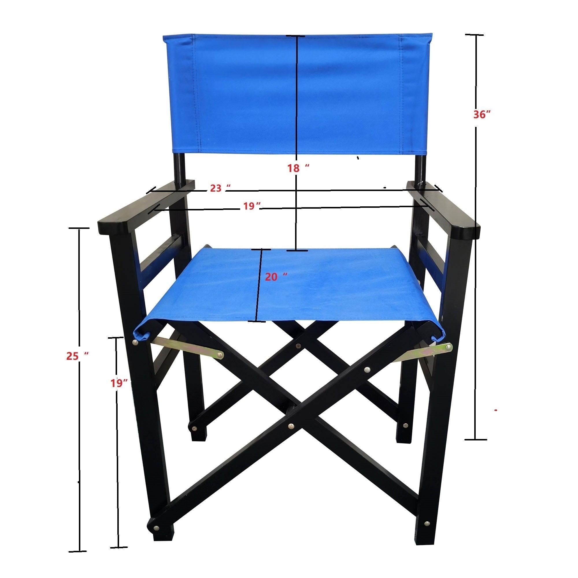 2 PCS Canvas Folding Black Wooden Chair - Blue