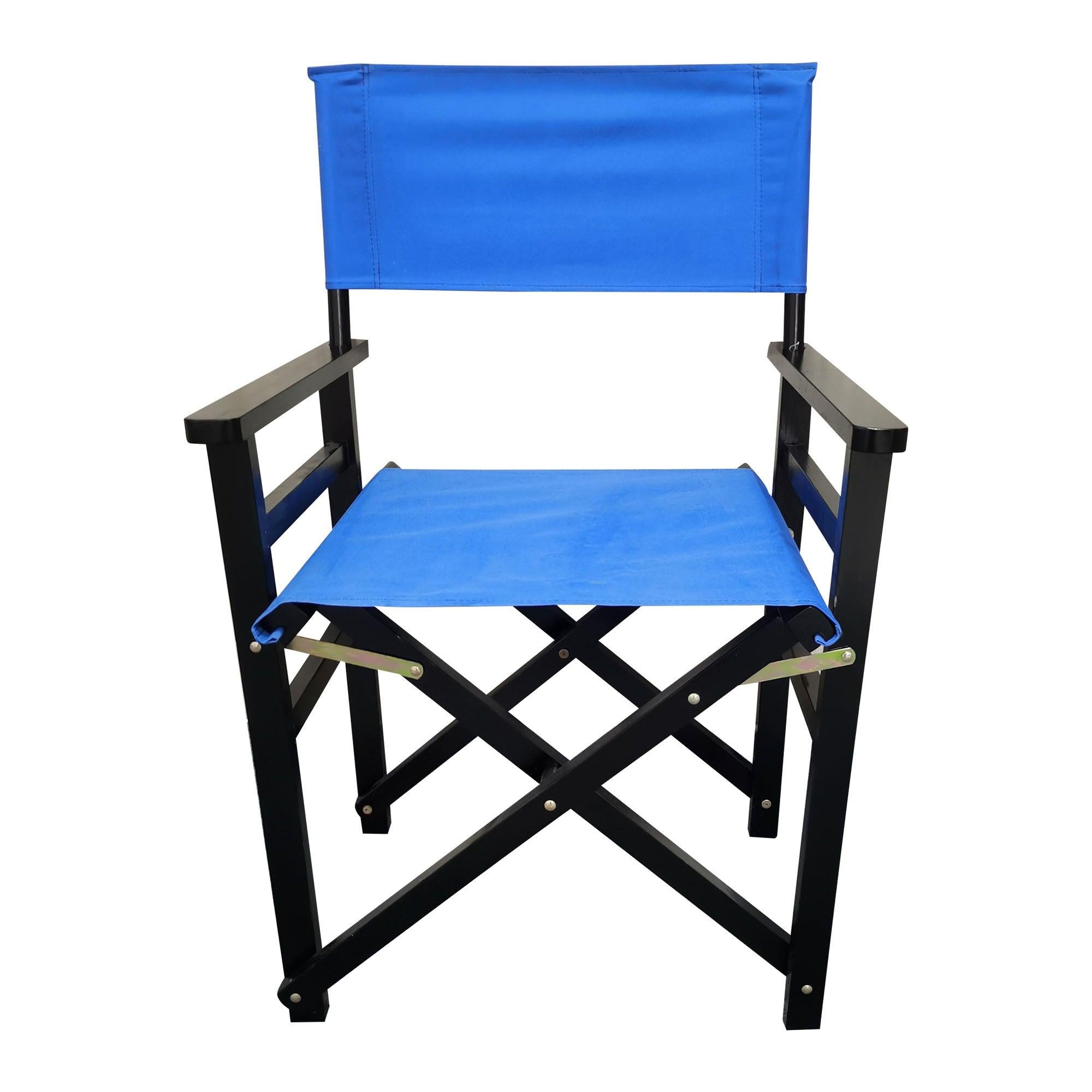 2 PCS Canvas Folding Black Wooden Chair - Blue