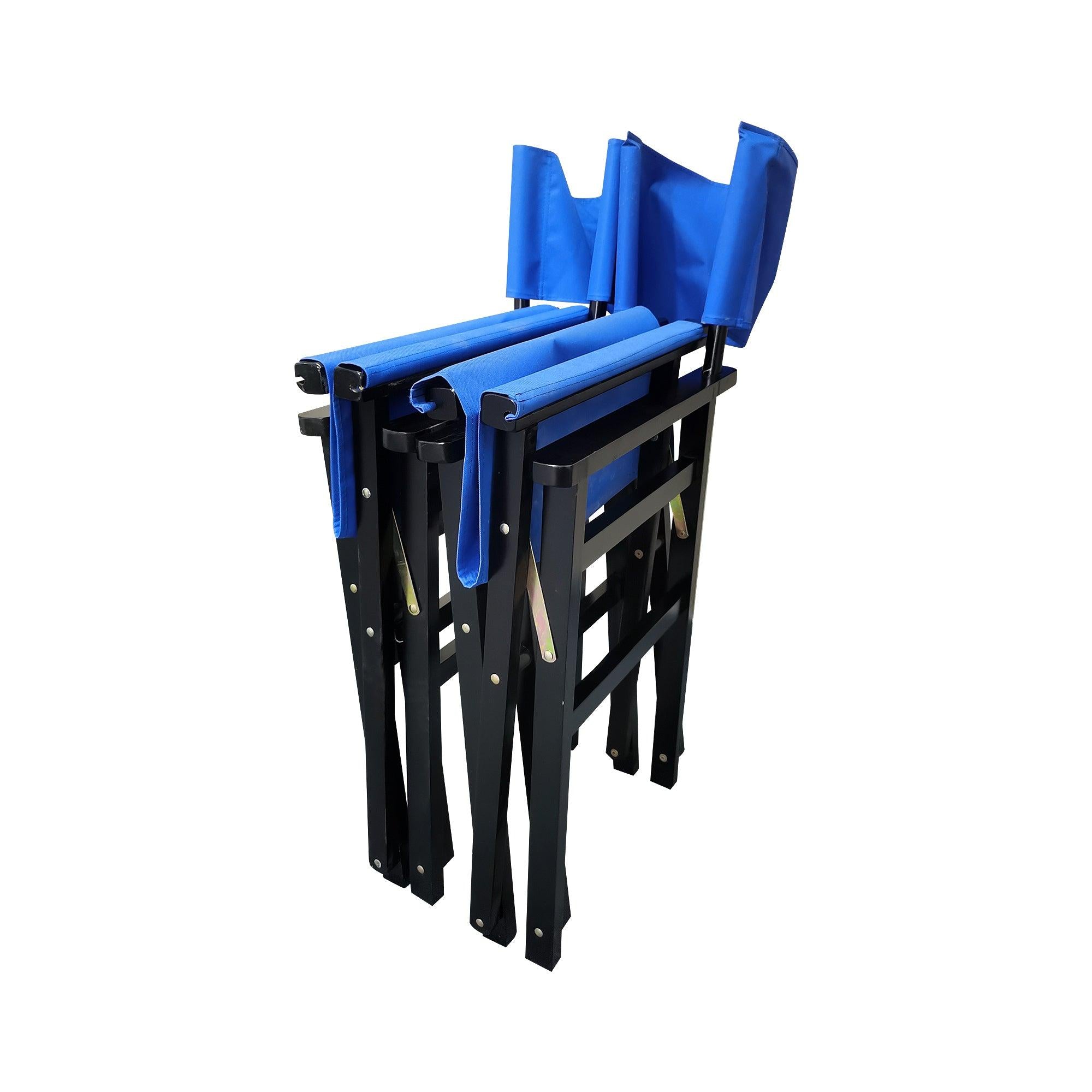 2 PCS Canvas Folding Black Wooden Chair - Blue