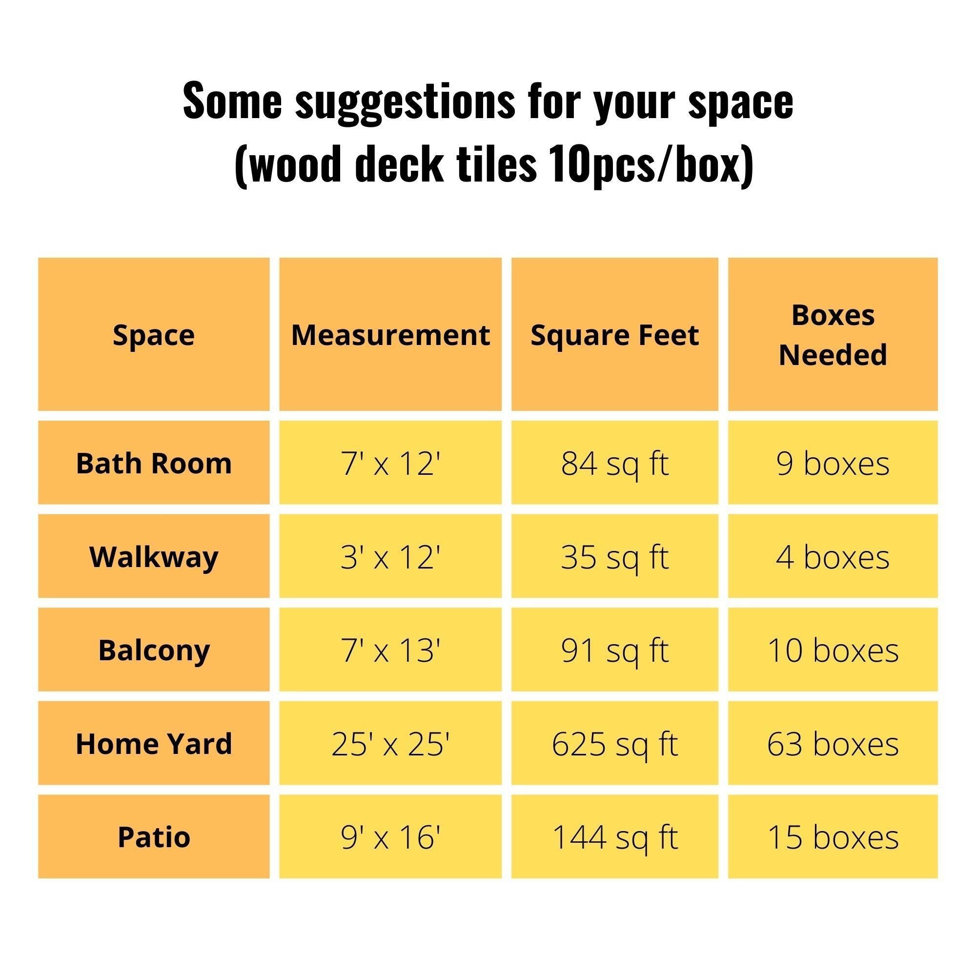 10 PCS Outdoor Light Gray Square Acacia Hardwood 12" x 12" Interlocking Deck Tiles Checker Pattern