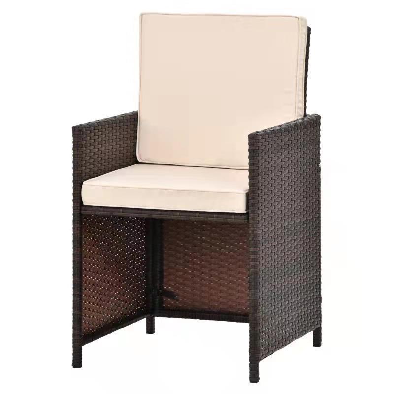 11 PCS Outdoor Garden Patio Rattan Wicker Dining Set with Beige Cushions