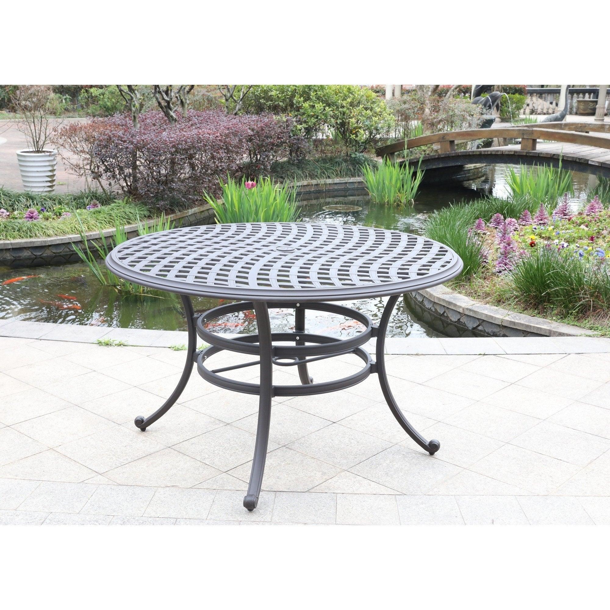 Aluminum Round Dining Table - Espresso Brown