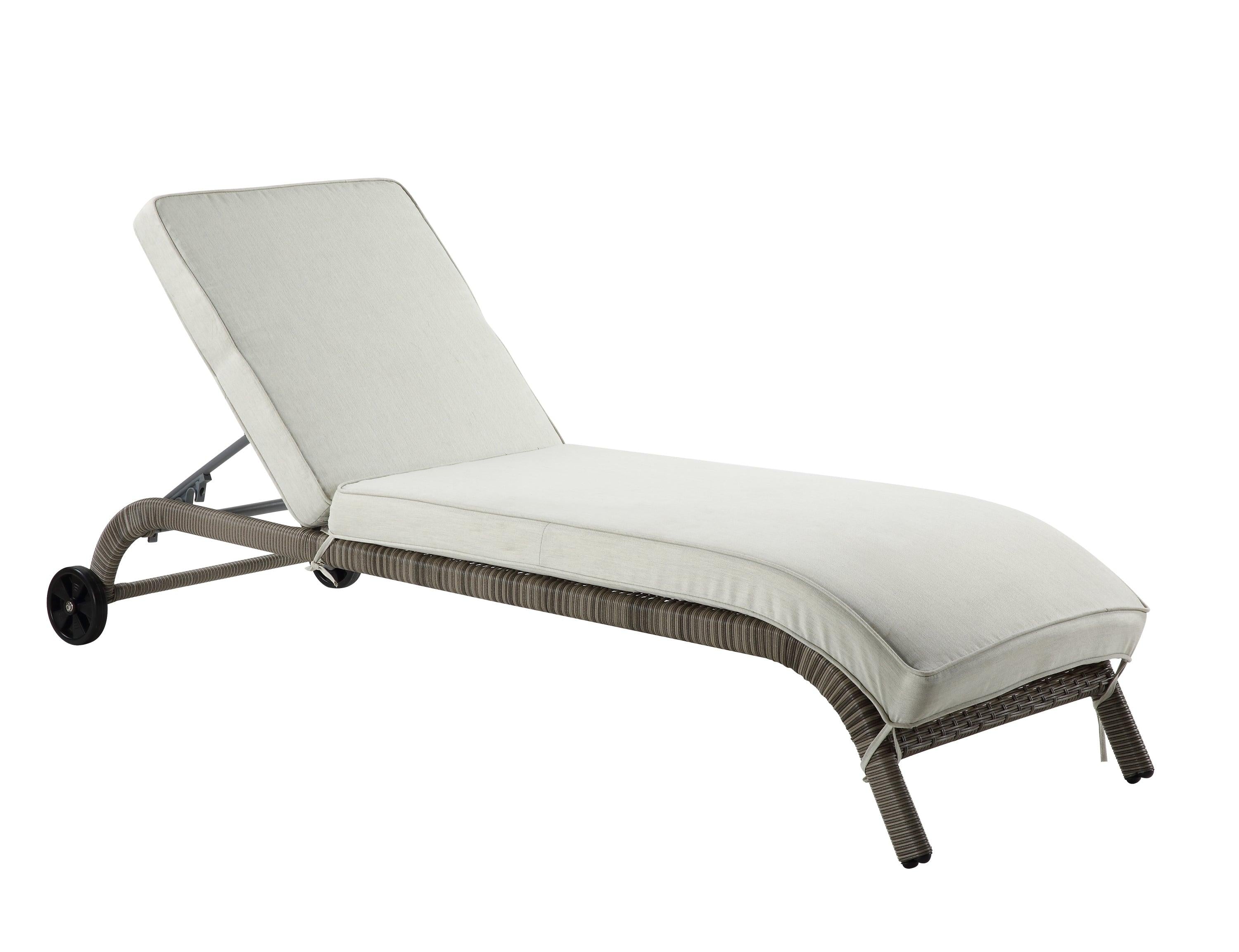 ACME Salena Patio Sun Lounge in Beige Fabric and Gray Finish