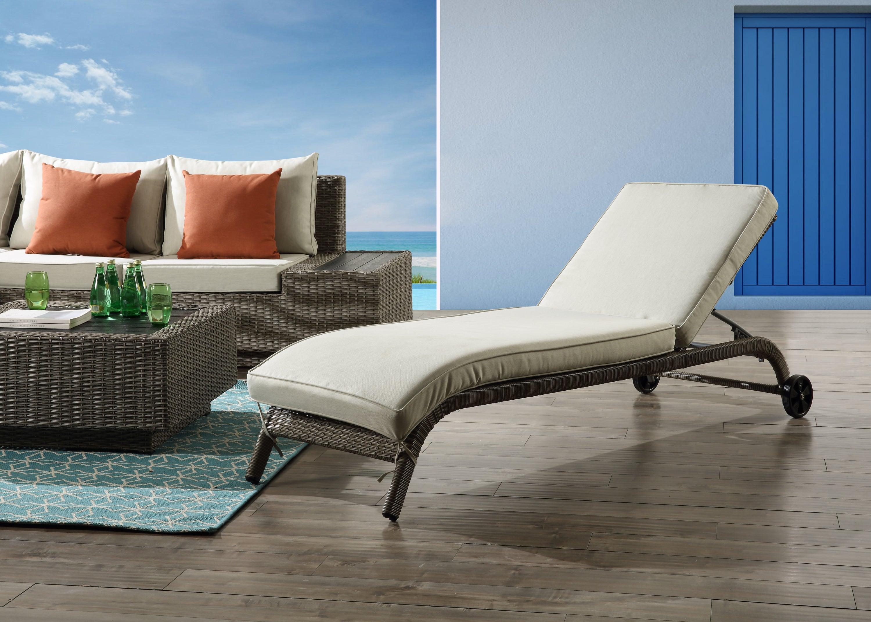 ACME Salena Patio Sun Lounge in Beige Fabric and Gray Finish image