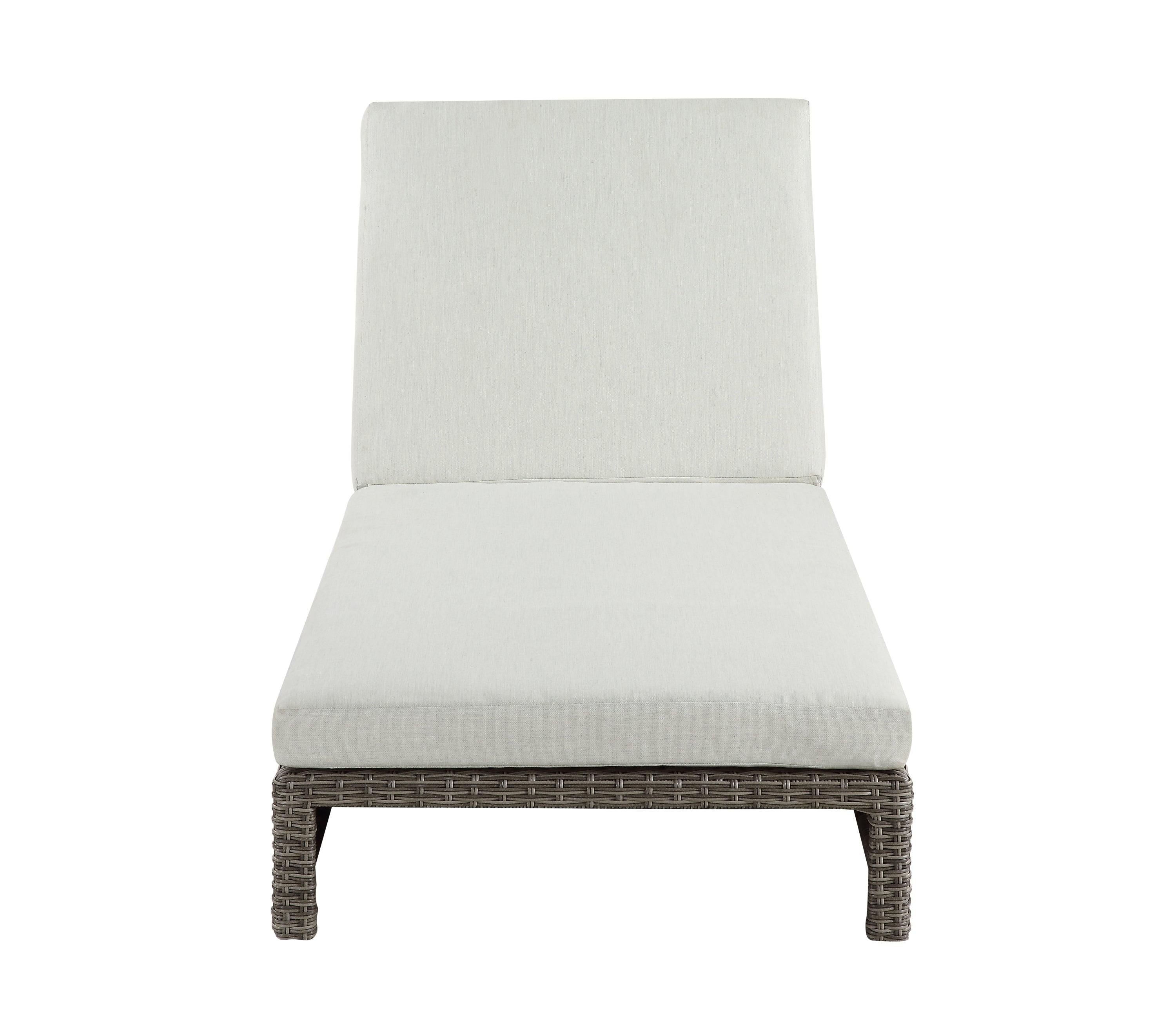 ACME Salena Patio Sun Lounge in Beige Fabric and Gray Finish