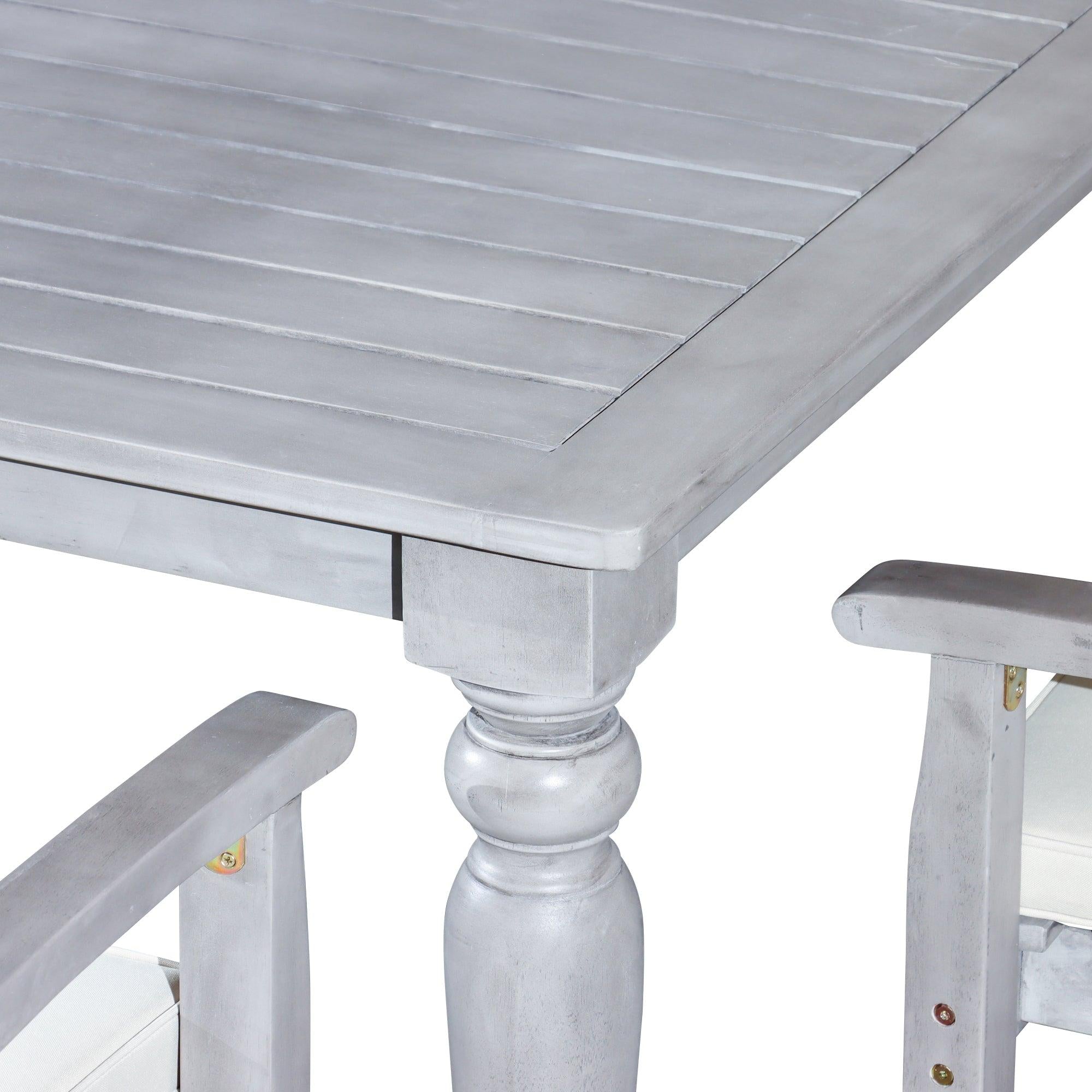 Silver Gray Finish Rectangular Dining Table with Turned Leg Detailing