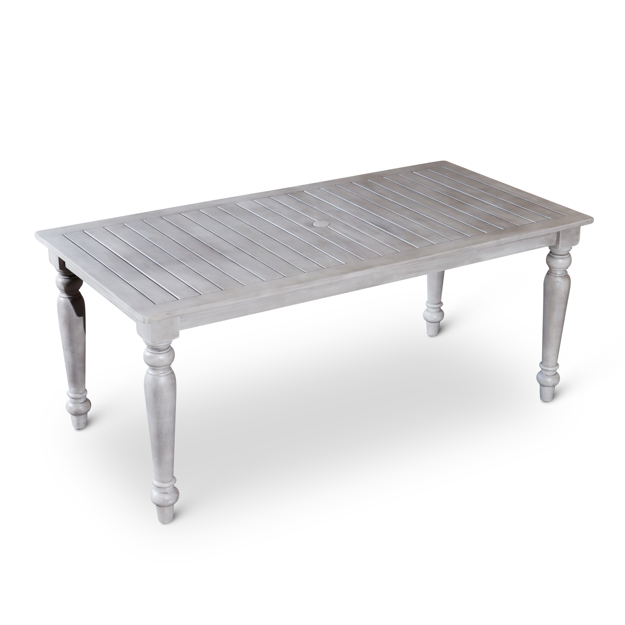 Silver Gray Finish Rectangular Dining Table with Turned Leg Detailing