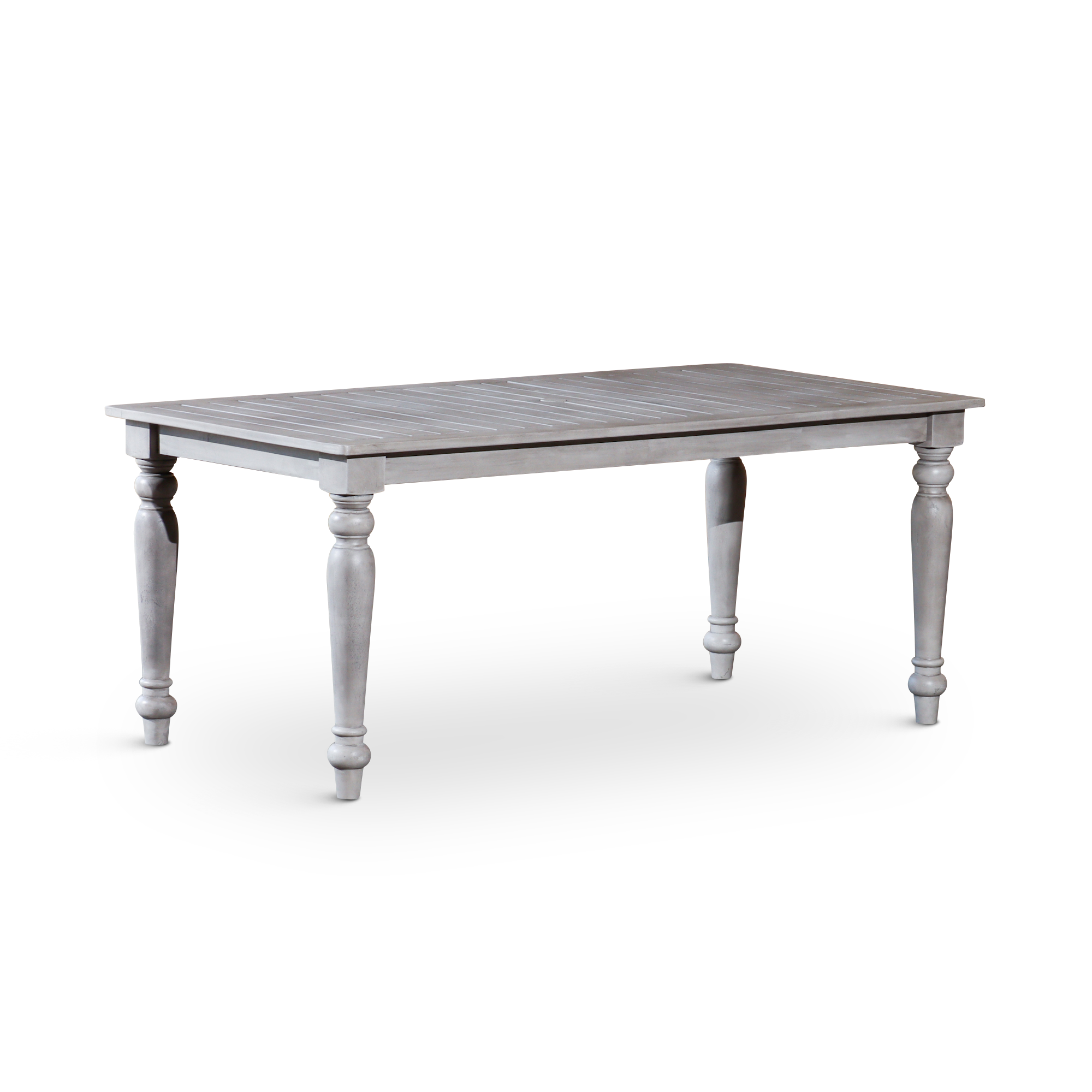 Silver Gray Finish Rectangular Dining Table with Turned Leg Detailing image