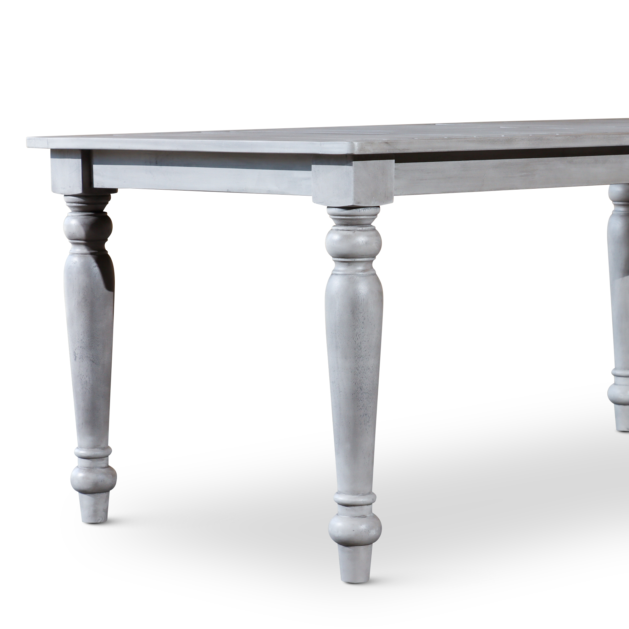 Silver Gray Finish Rectangular Dining Table with Turned Leg Detailing