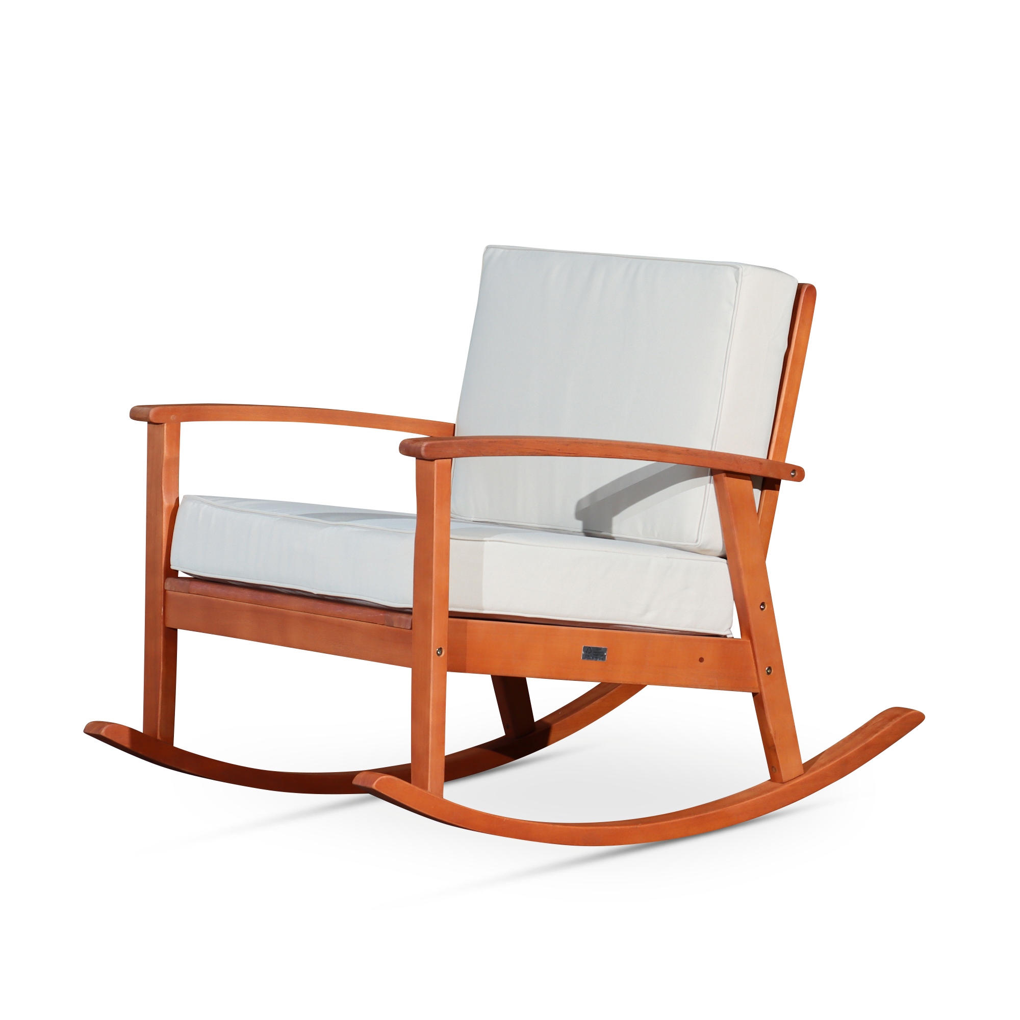 Eucalyptus Rocking Chair with Cushions - Natural Oil Finish - Sand Cushions image