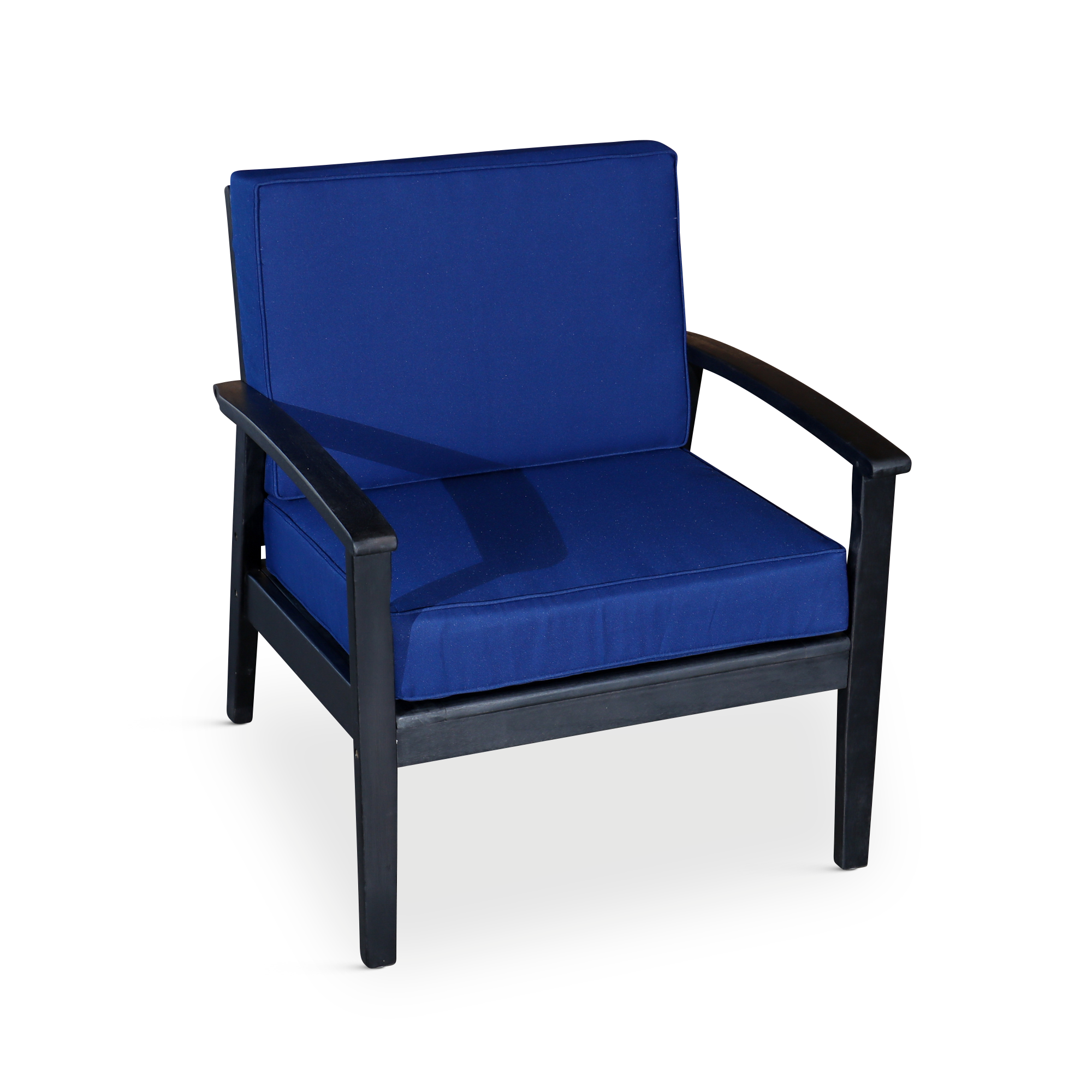 Deep Seat Eucalyptus Chair - Espresso Finish - Navy Cushions