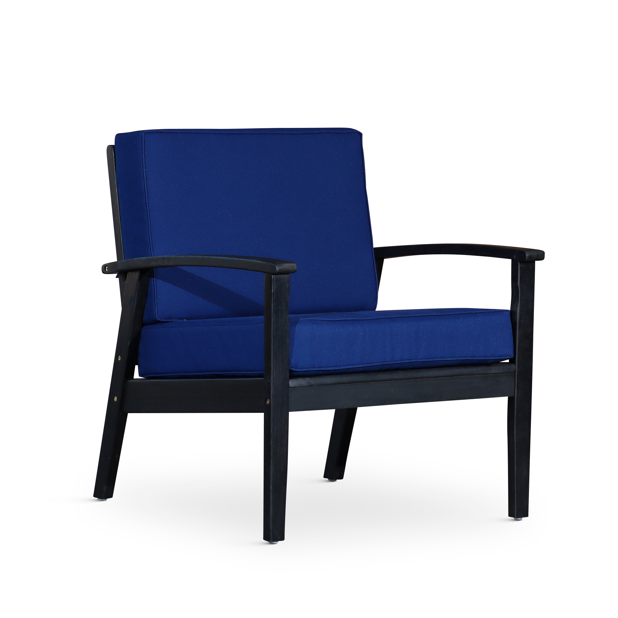 Deep Seat Eucalyptus Chair - Espresso Finish - Navy Cushions image