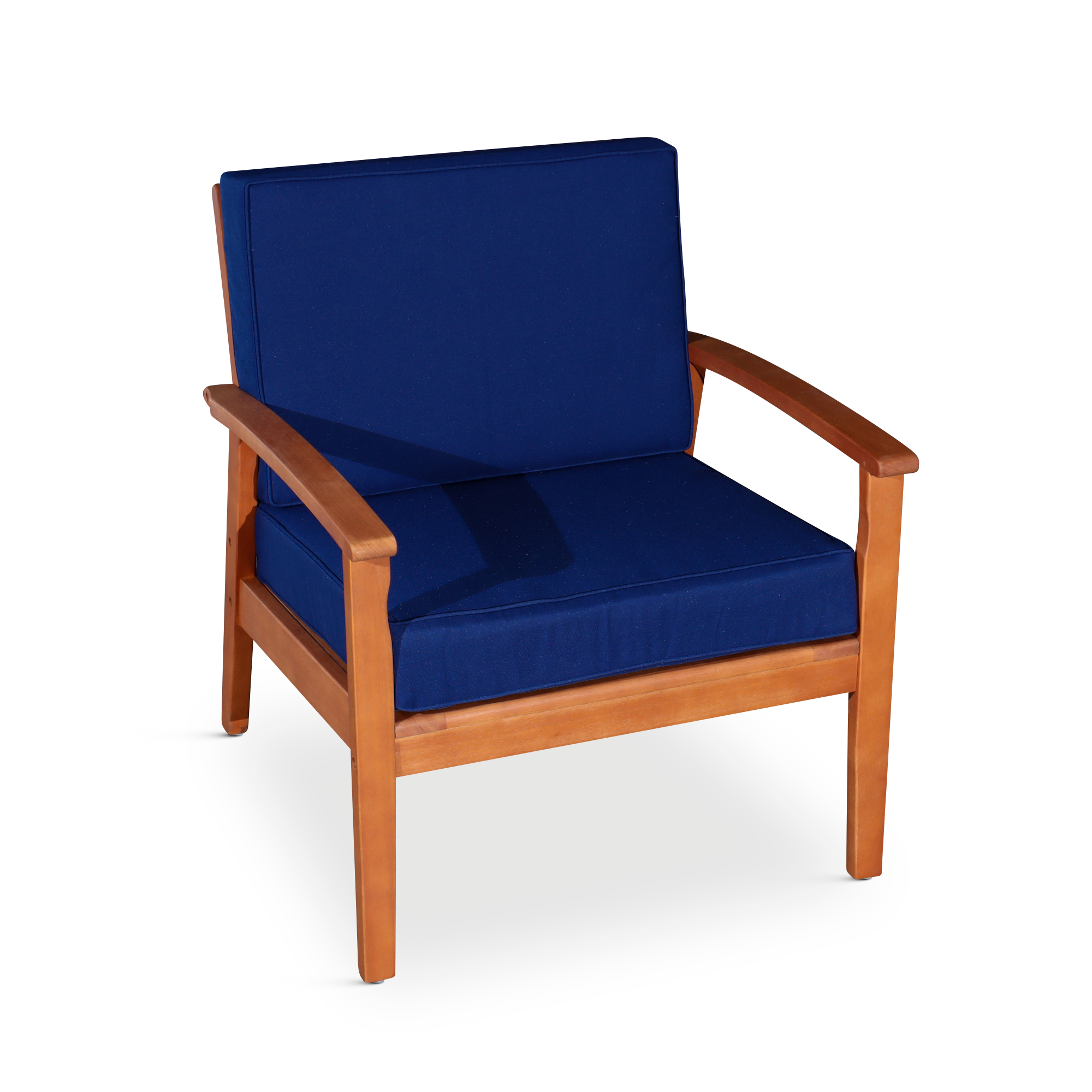 Deep Seat Eucalyptus Chair -  Natural Oil Finish -  Navy Cushions