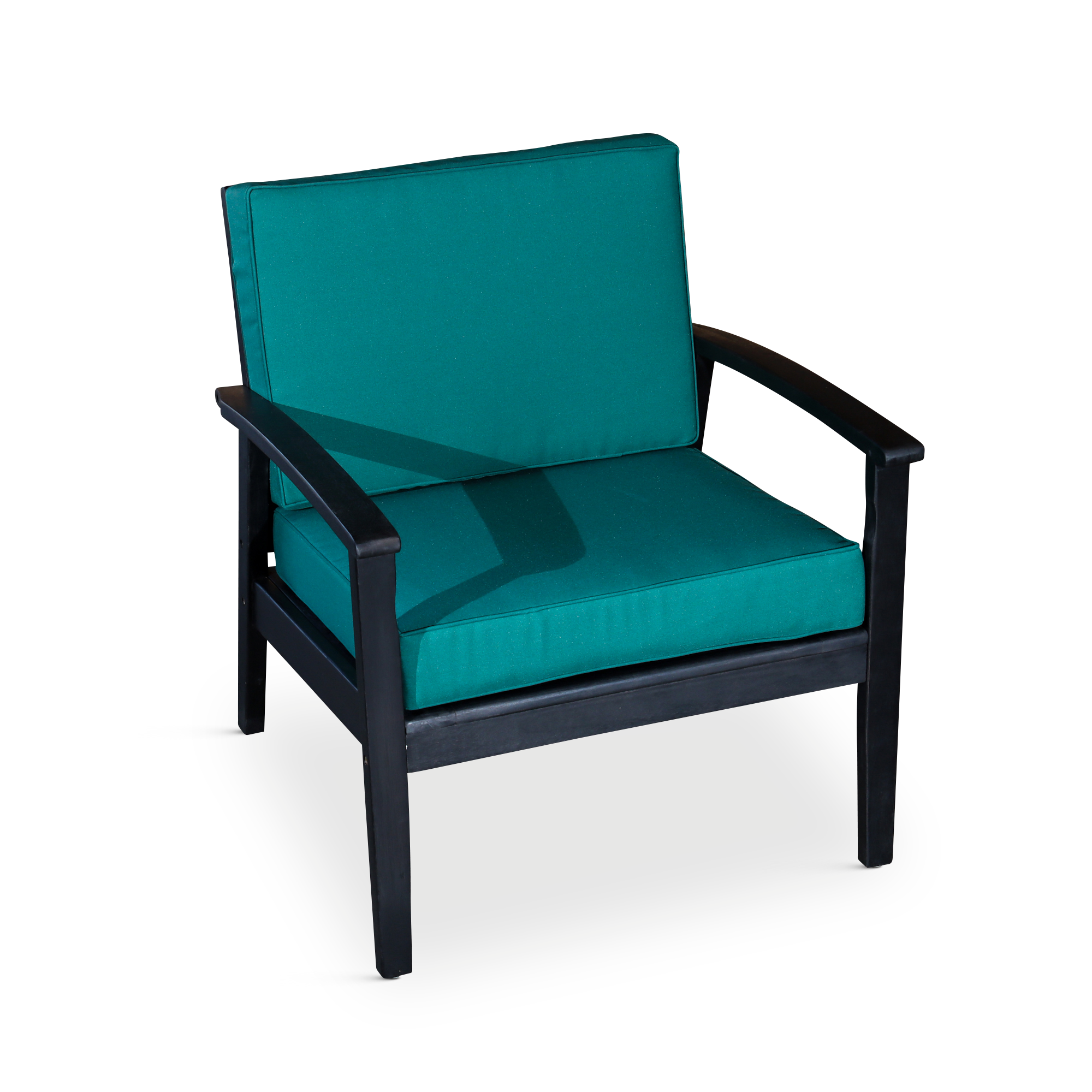 Deep Seat Eucalyptus Chair -  Espresso Finish -  Dark Green Cushions