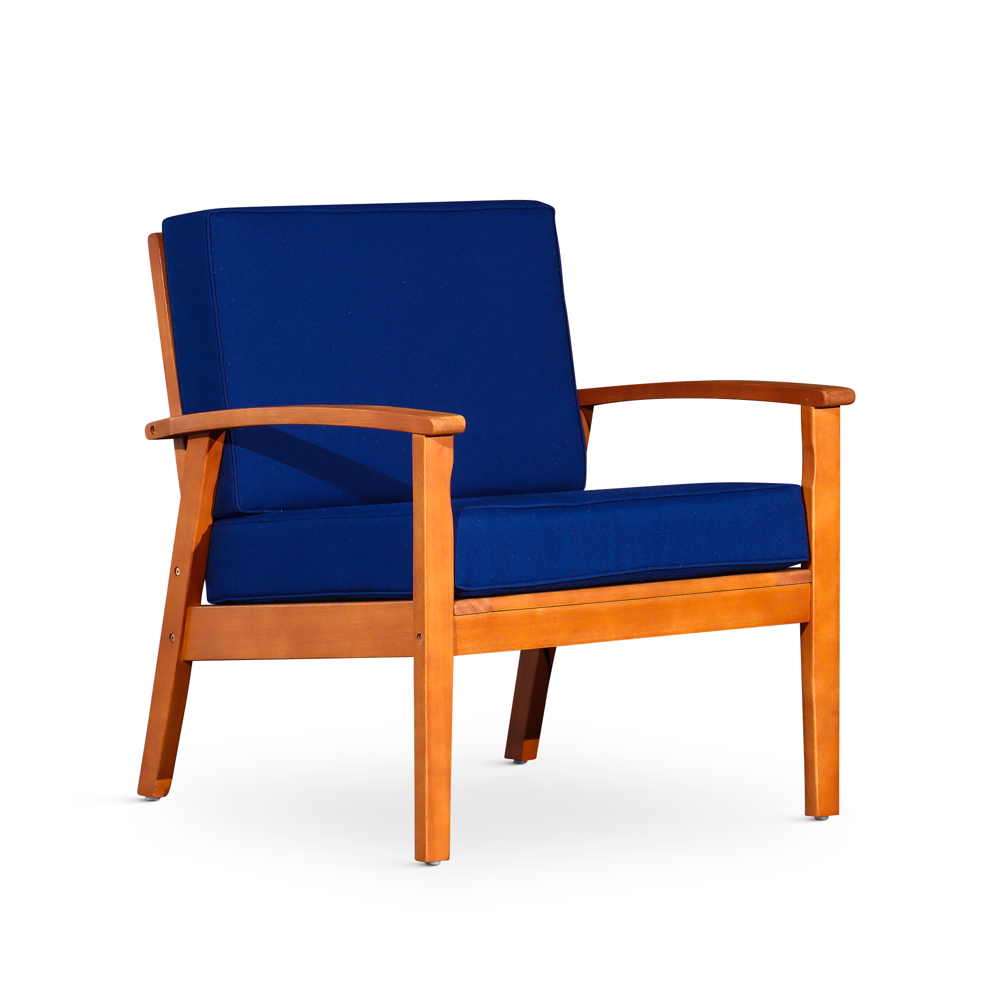 Deep Seat Eucalyptus Chair -  Natural Oil Finish -  Navy Cushions image