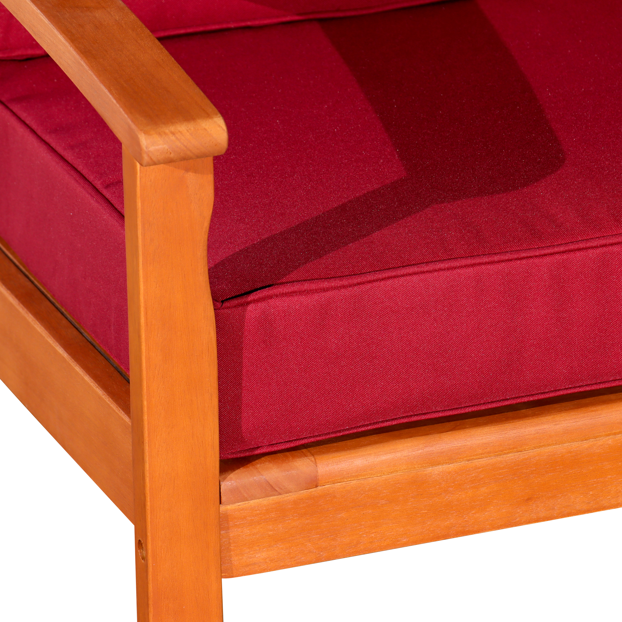 Deep Seat Eucalyptus Chair -  Natural Oil Finish -  Burgundy Cushions