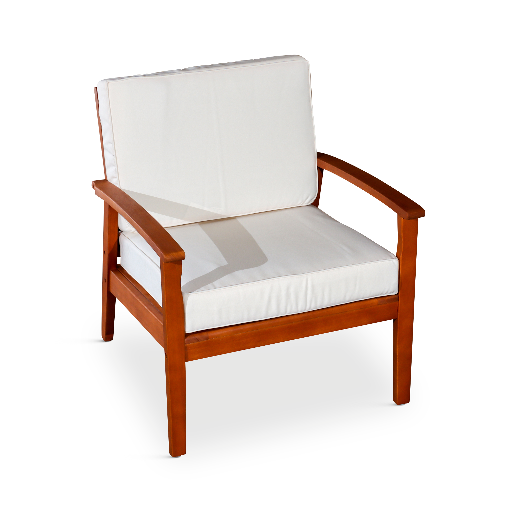 Deep Seat Eucalyptus Chair -  Natural Oil Finish -  Cream Cushions