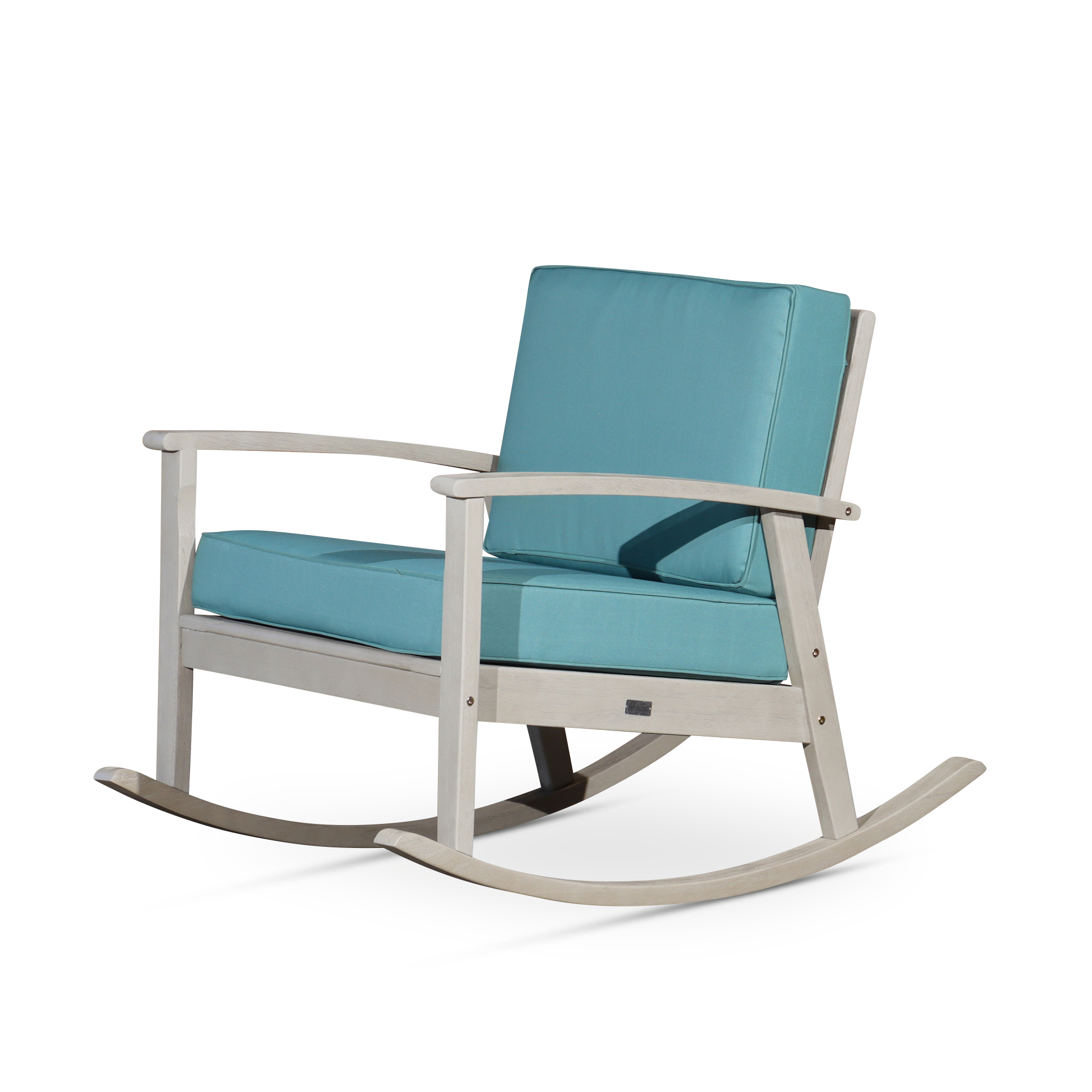 Eucalyptus Rocking Chair with Cushions -  Driftwood Gray Finish -  Sage Cushions image