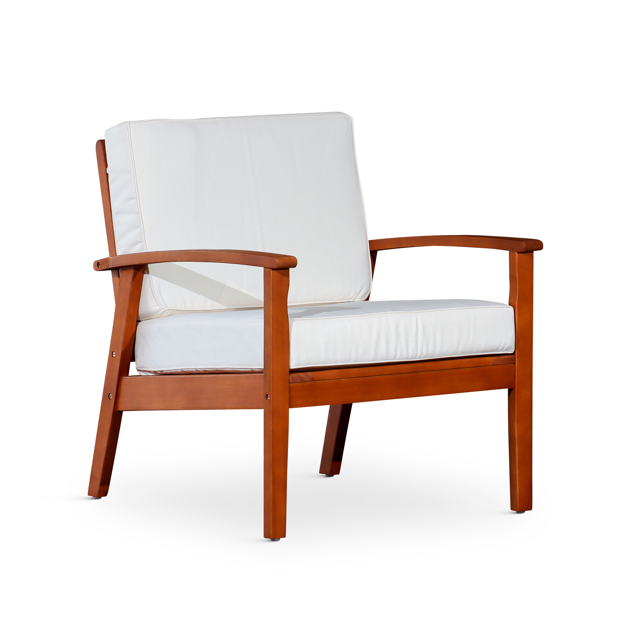 Deep Seat Eucalyptus Chair -  Natural Oil Finish -  Cream Cushions image