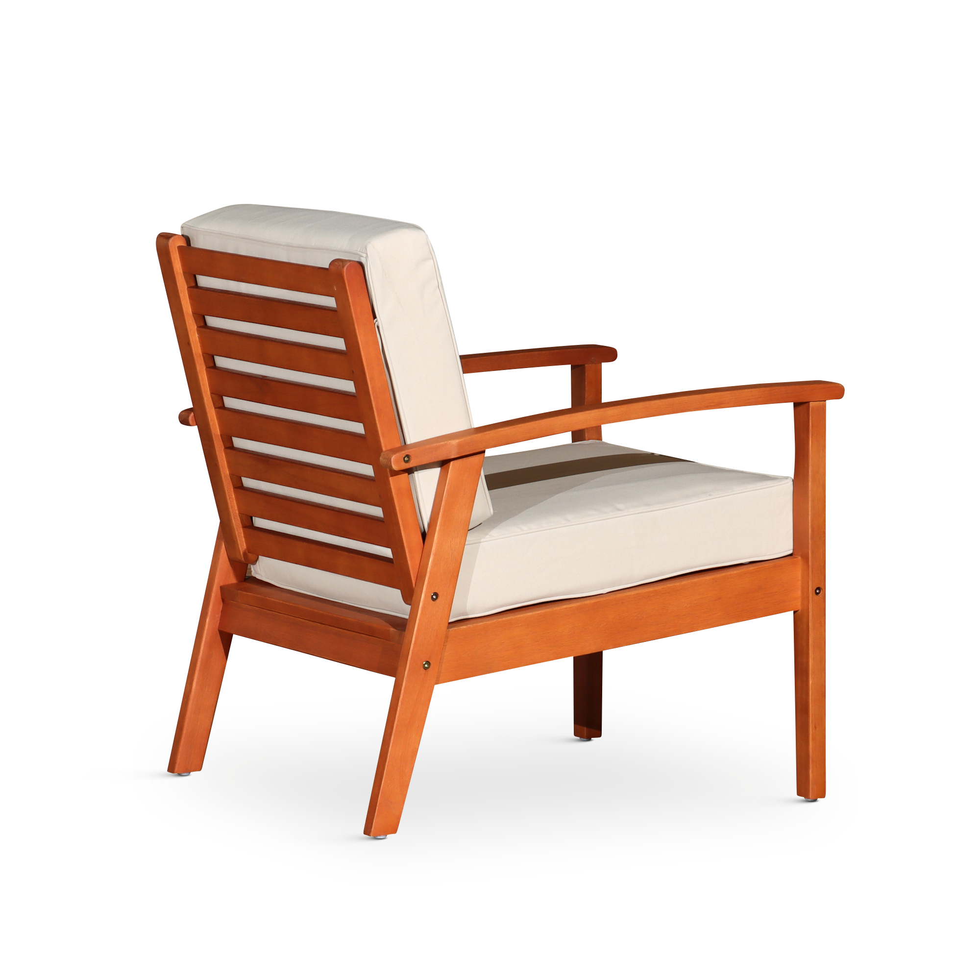 Deep Seat Eucalyptus Chair -  Natural Oil Finish -  Cream Cushions