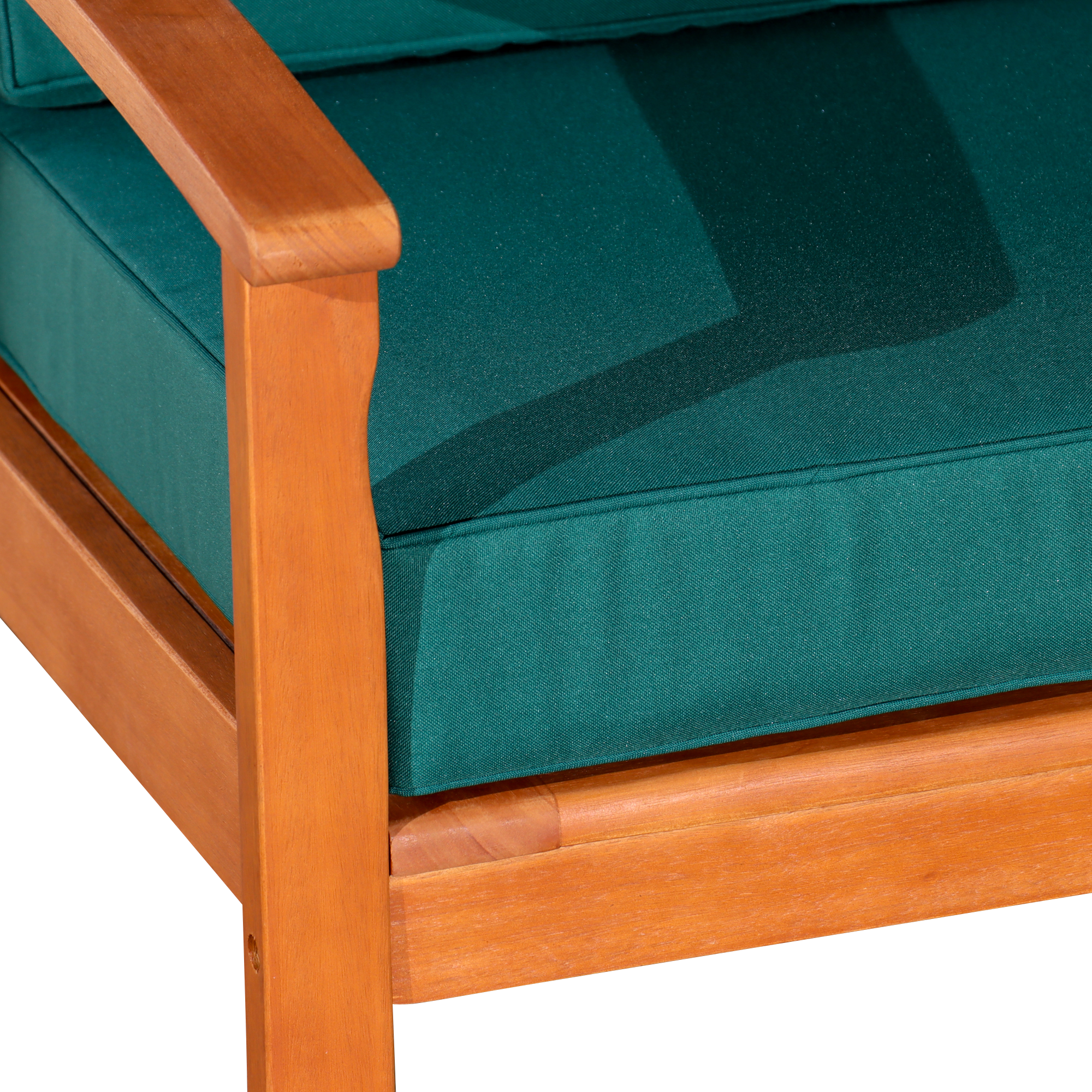 Deep Seat Eucalyptus Chair -  Natural Oil Finish -  Dark Green Cushions