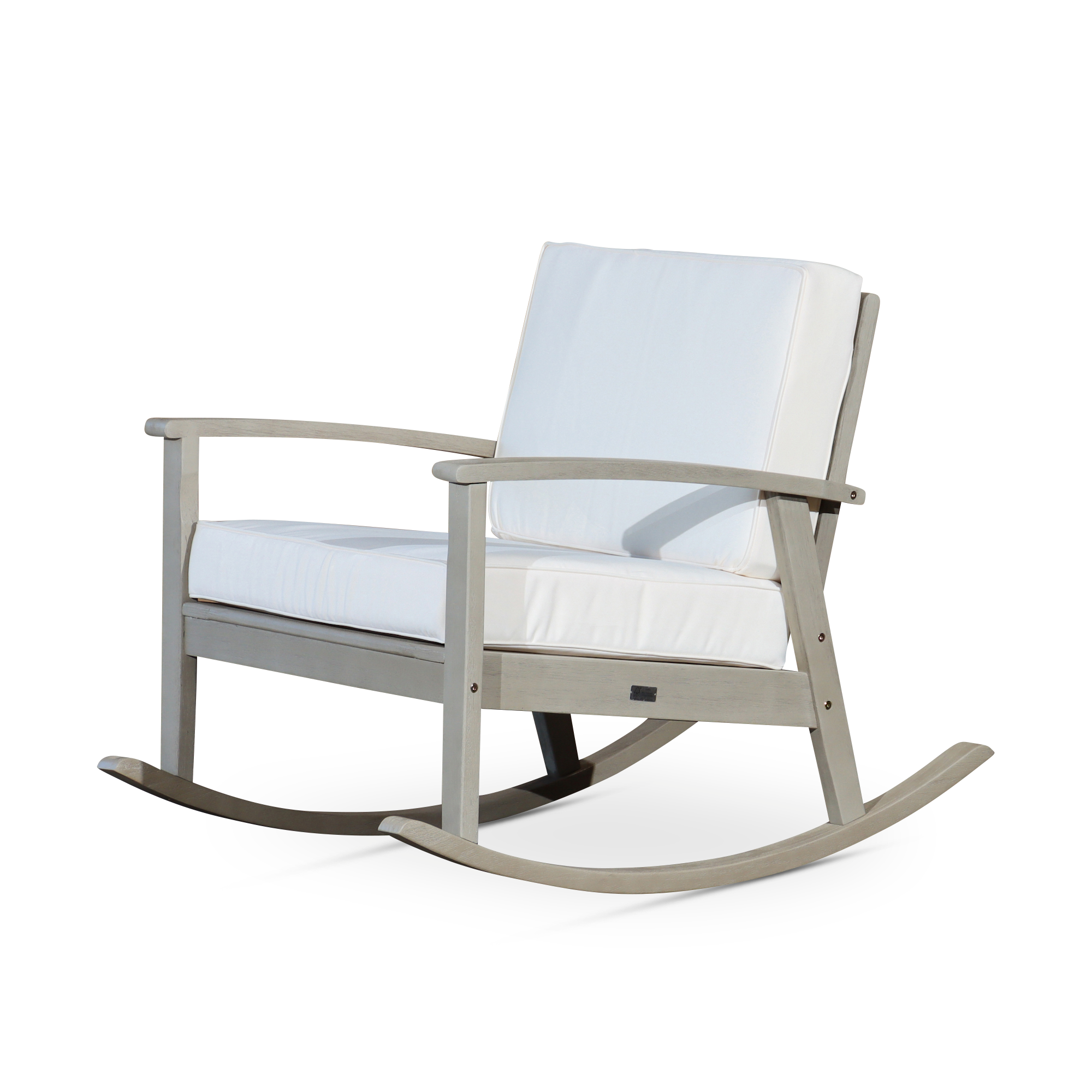 Eucalyptus Rocking Chair with Cushions -  Driftwood Gray Finish -  Cream Cushions image