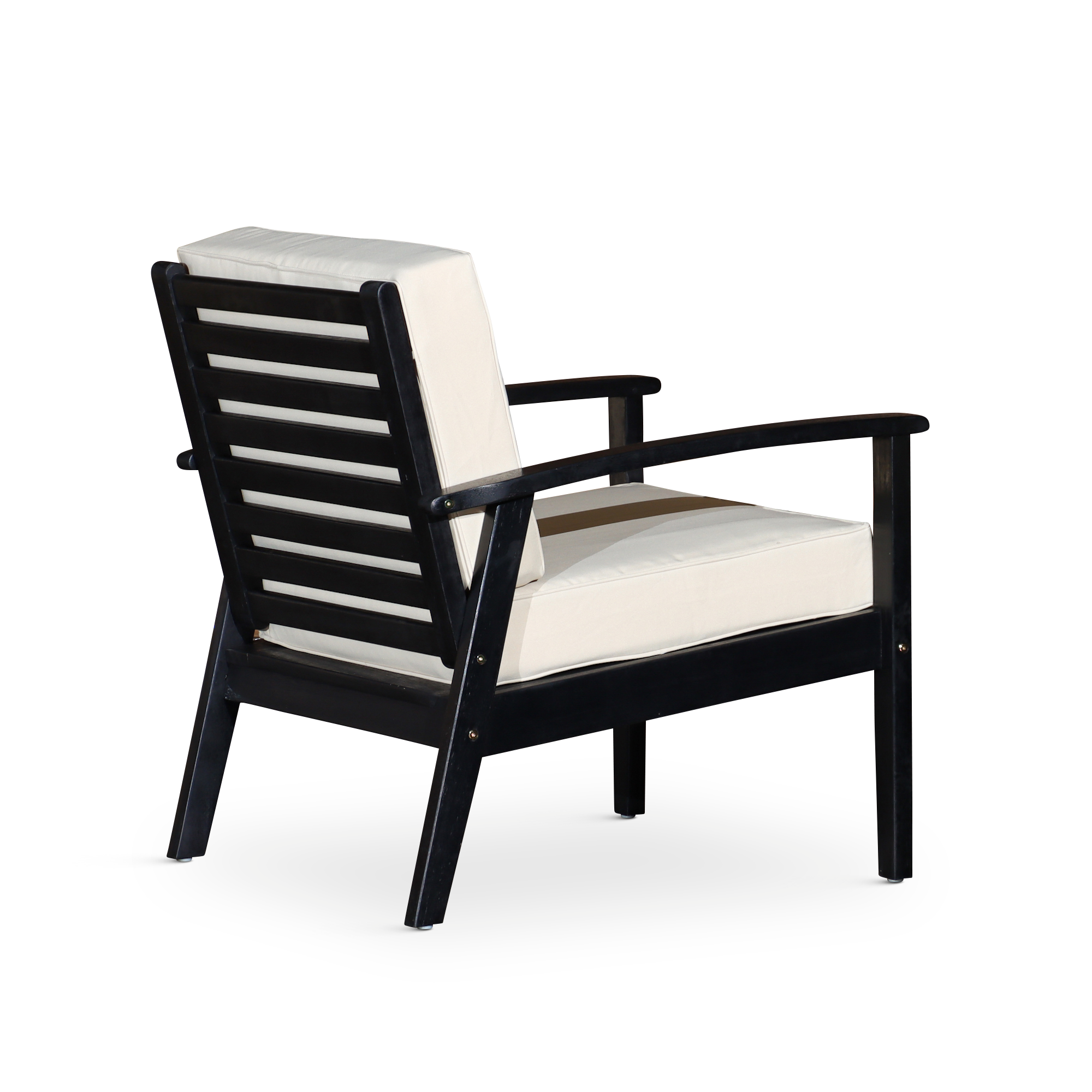 Deep Seat Eucalyptus Chair - Espresso Finish - Navy Cushions