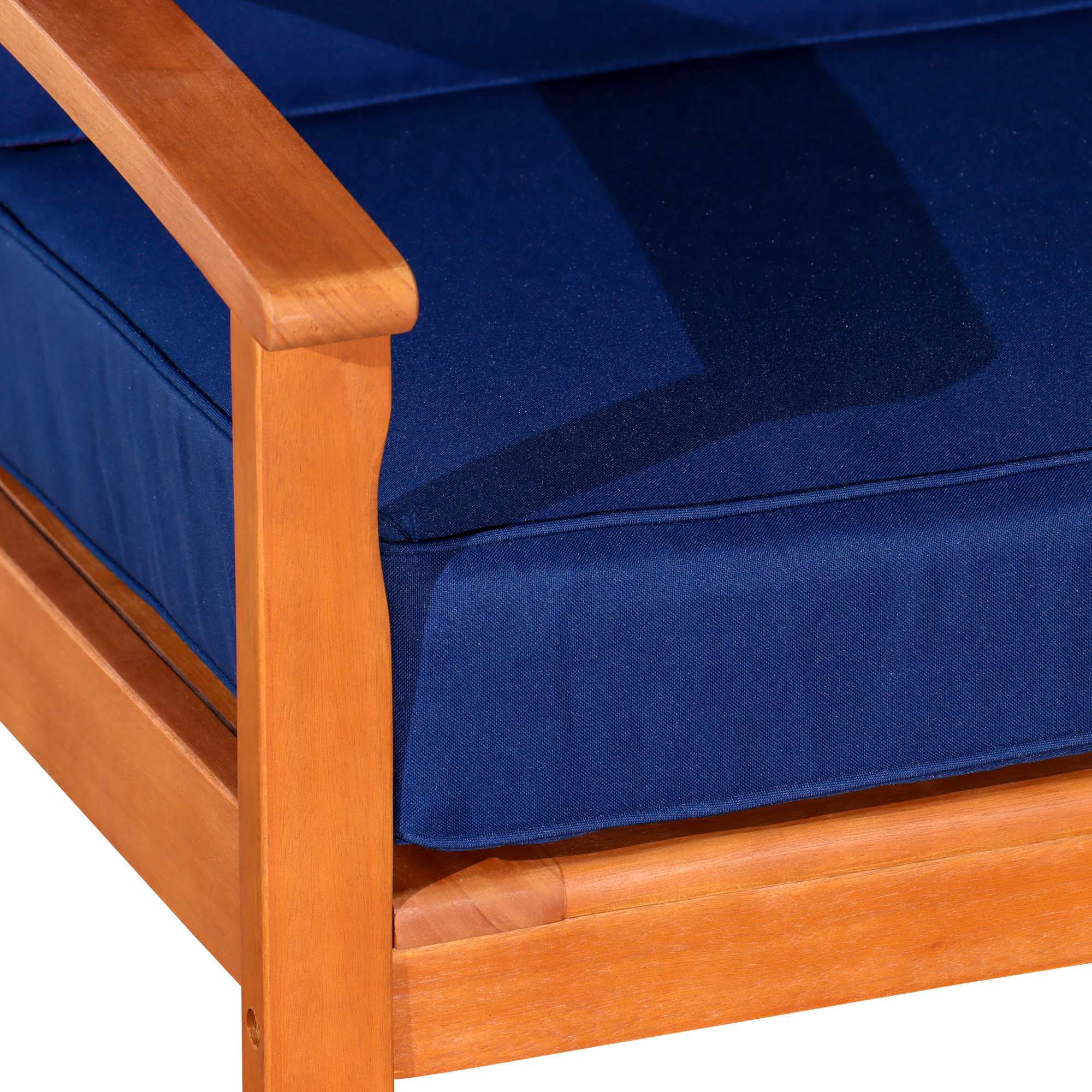 Deep Seat Eucalyptus Chair -  Natural Oil Finish -  Navy Cushions