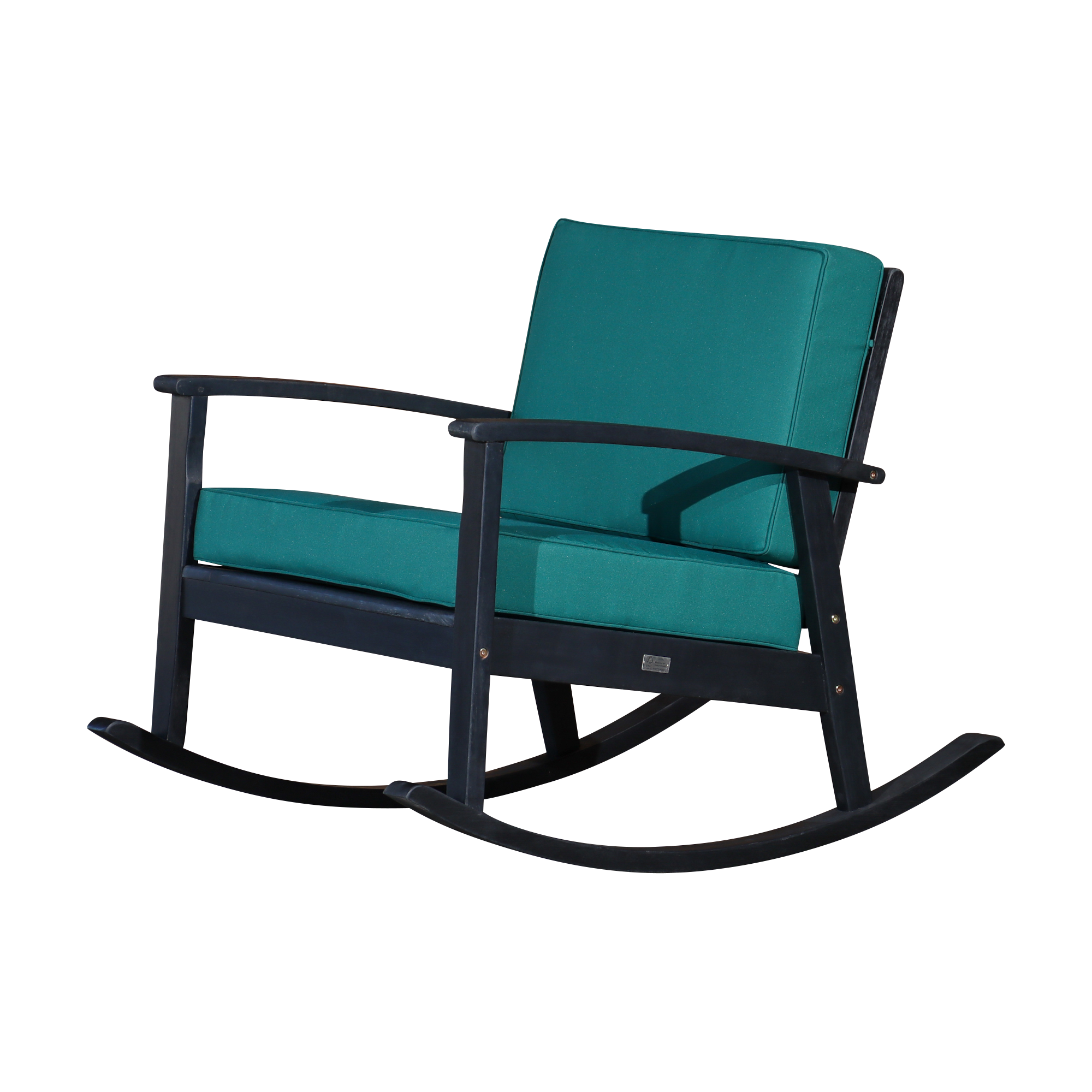 Eucalyptus Rocking Chair with Cushions -  Espresso Finish -  Dark Green Cushions image