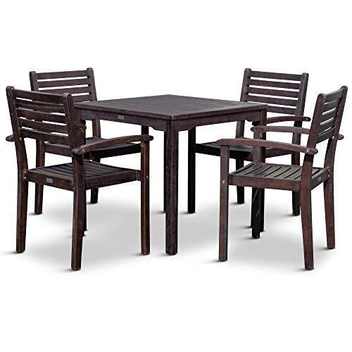 5 PCS Eucalyptus Dining Set - Espresso Finish image