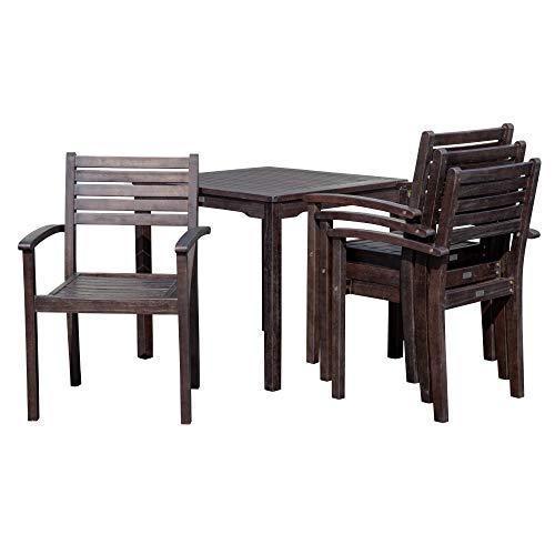 5 PCS Eucalyptus Dining Set - Espresso Finish