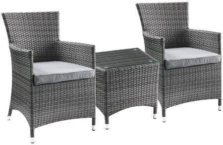 ACME Tashelle 2 PCS Patio Bistro Set in Gray Fabric and Gray Wicker