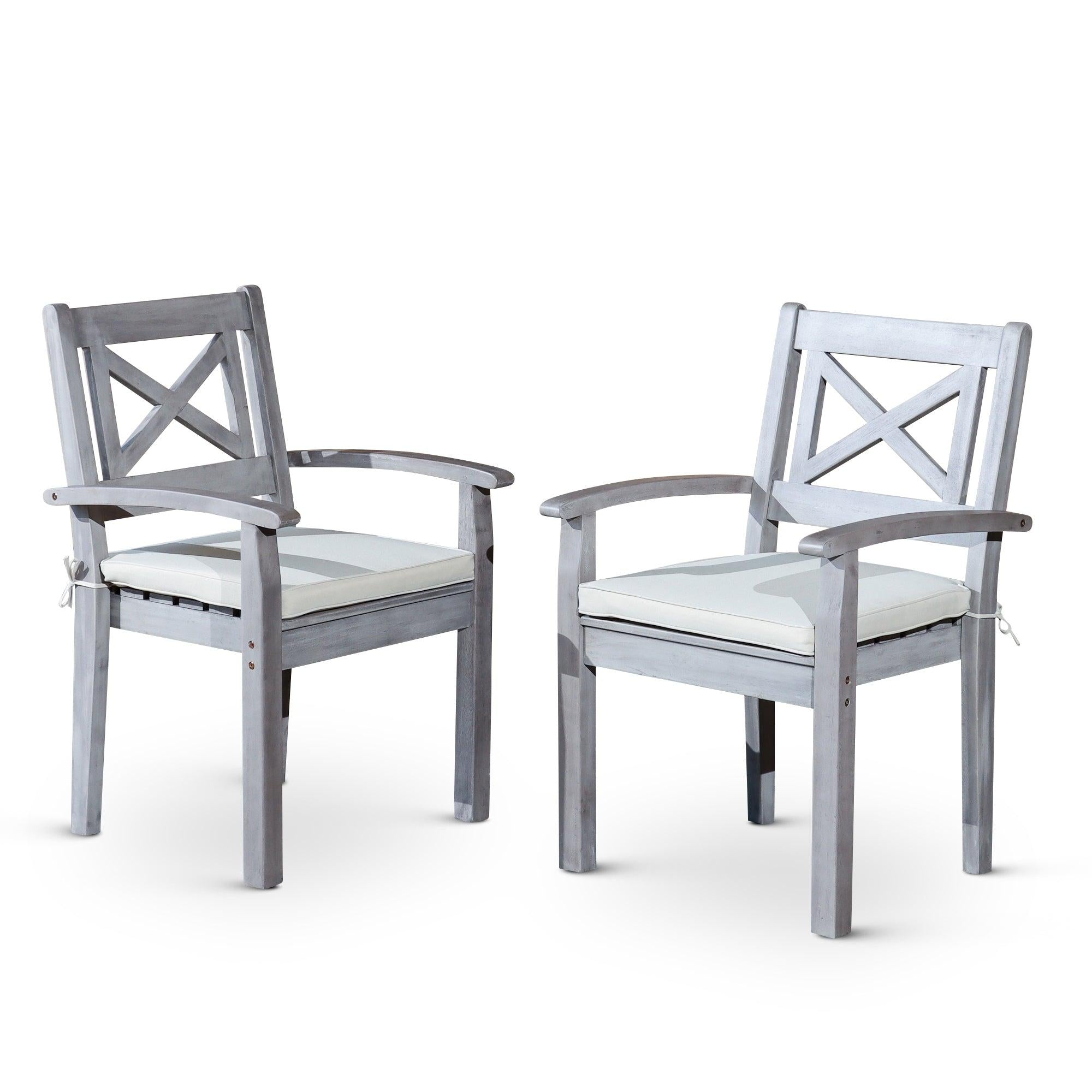 2 PCS Silver Gray Finish X-back Styling Dining Chairs