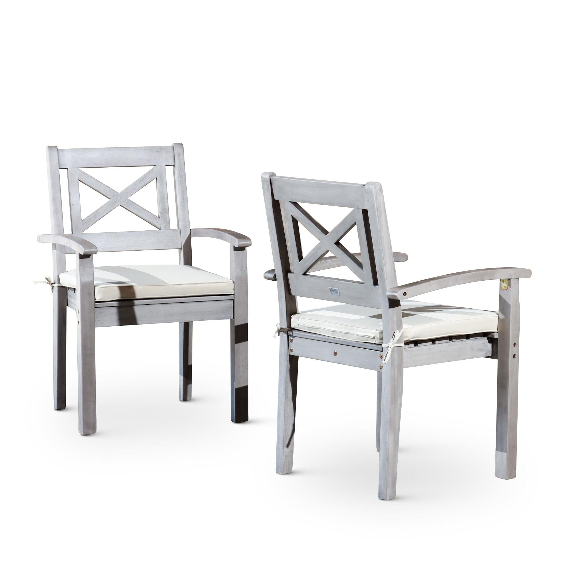 2 PCS Silver Gray Finish X-back Styling Dining Chairs