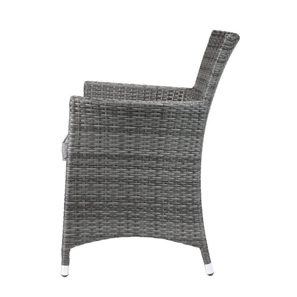 ACME Tashelle 2 PCS Patio Bistro Set in Gray Fabric and Gray Wicker