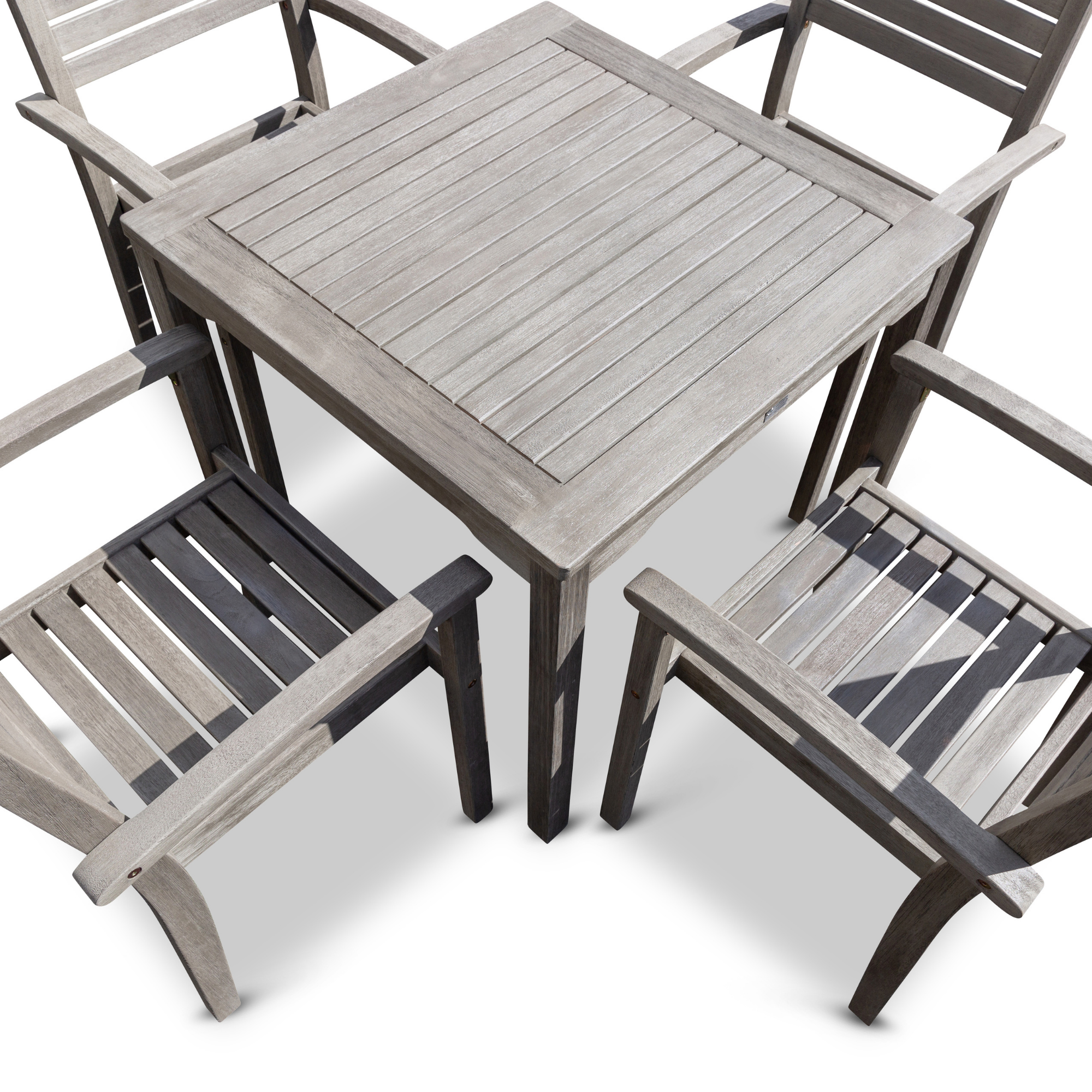 5 PCS Eucalyptus Dining Set - Driftwood Gray Finish