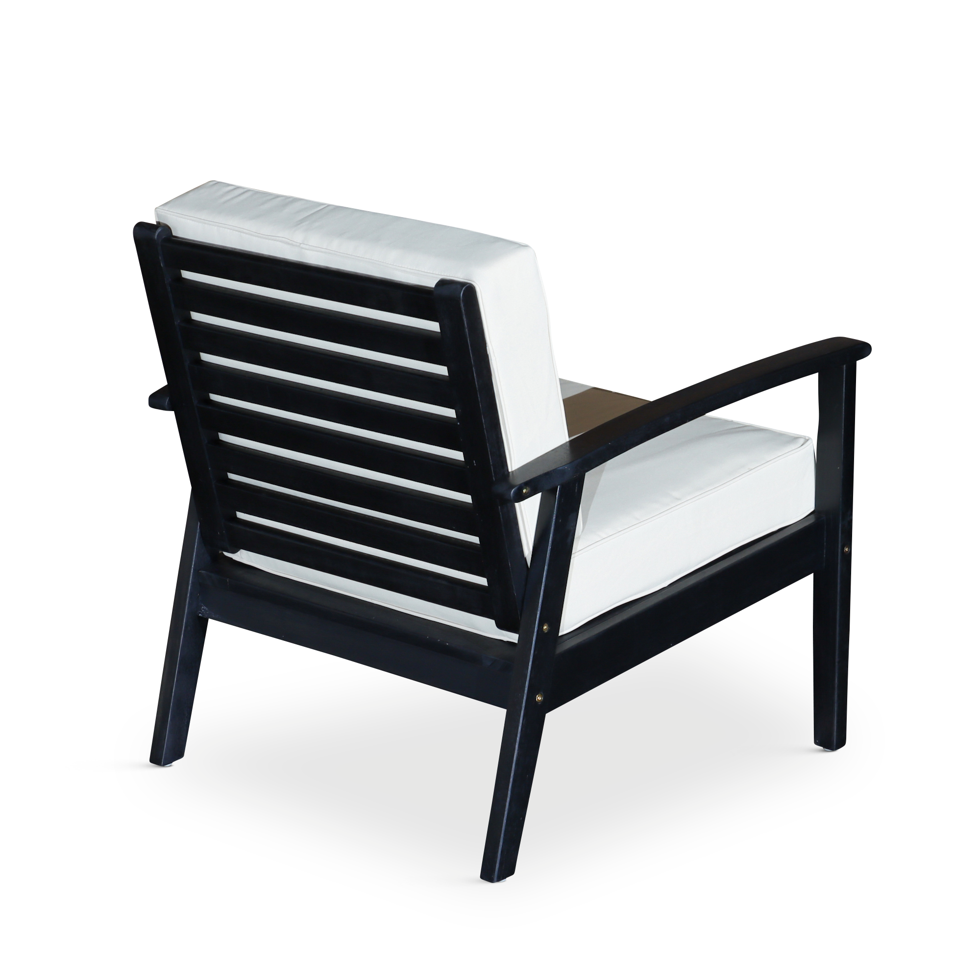 Deep Seat Eucalyptus Chair - Espresso Finish - Navy Cushions