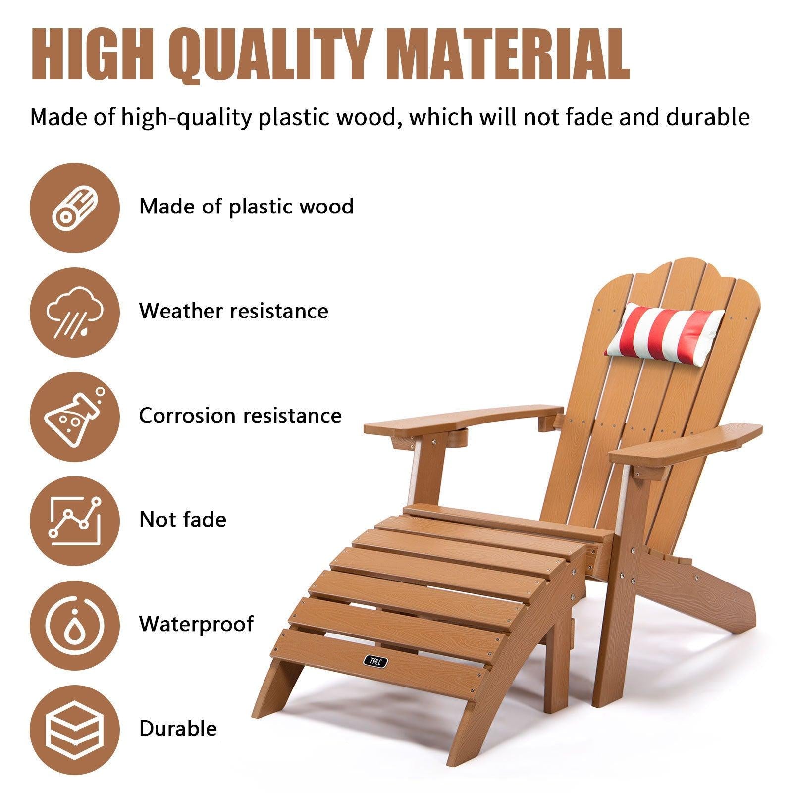 All-Weather and Fade-Resistant Adirondack Chair with Cup Holder Plastic