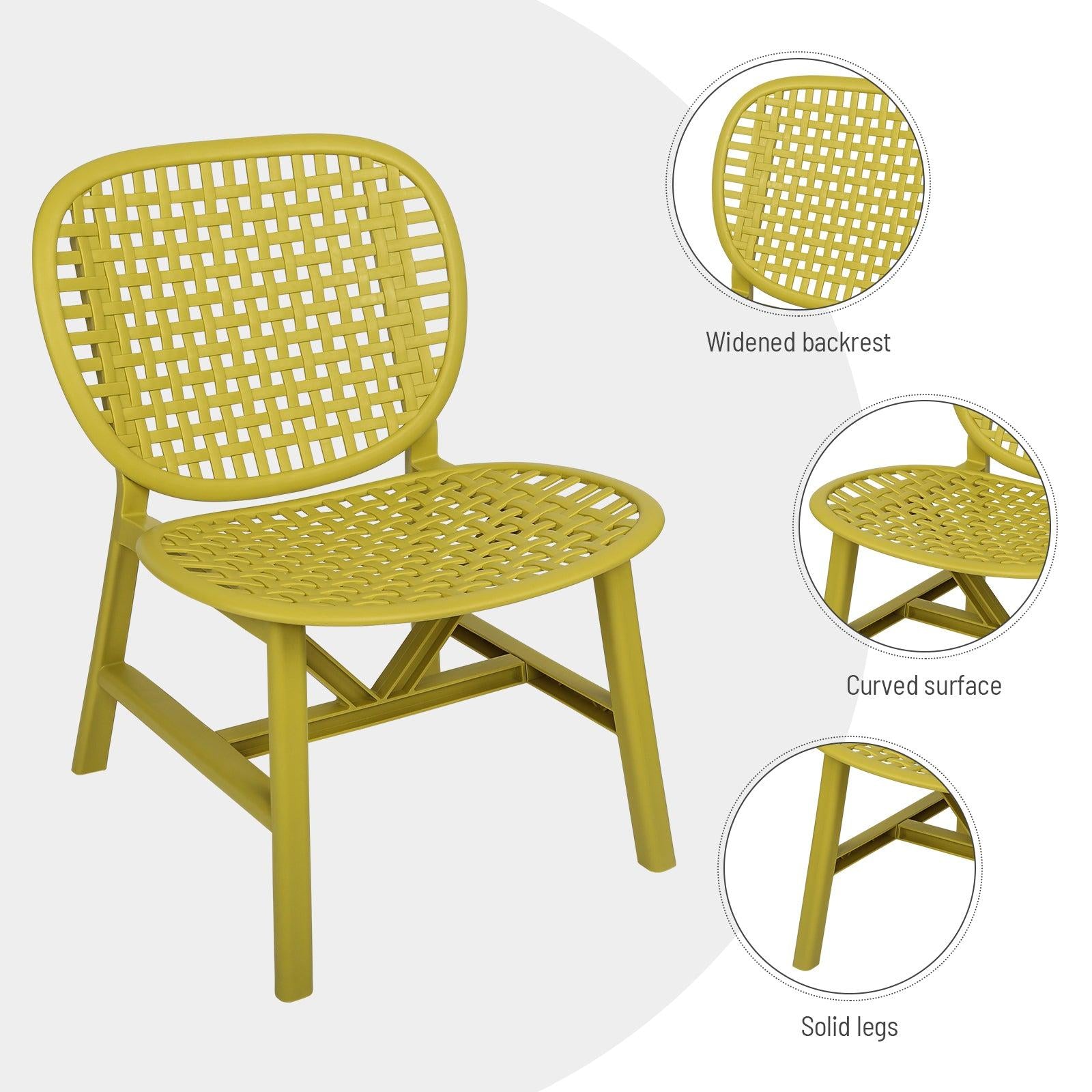 3 PCS Hollow Design Retro Outdoor Patio Tea Table and Chair Set - Yellow