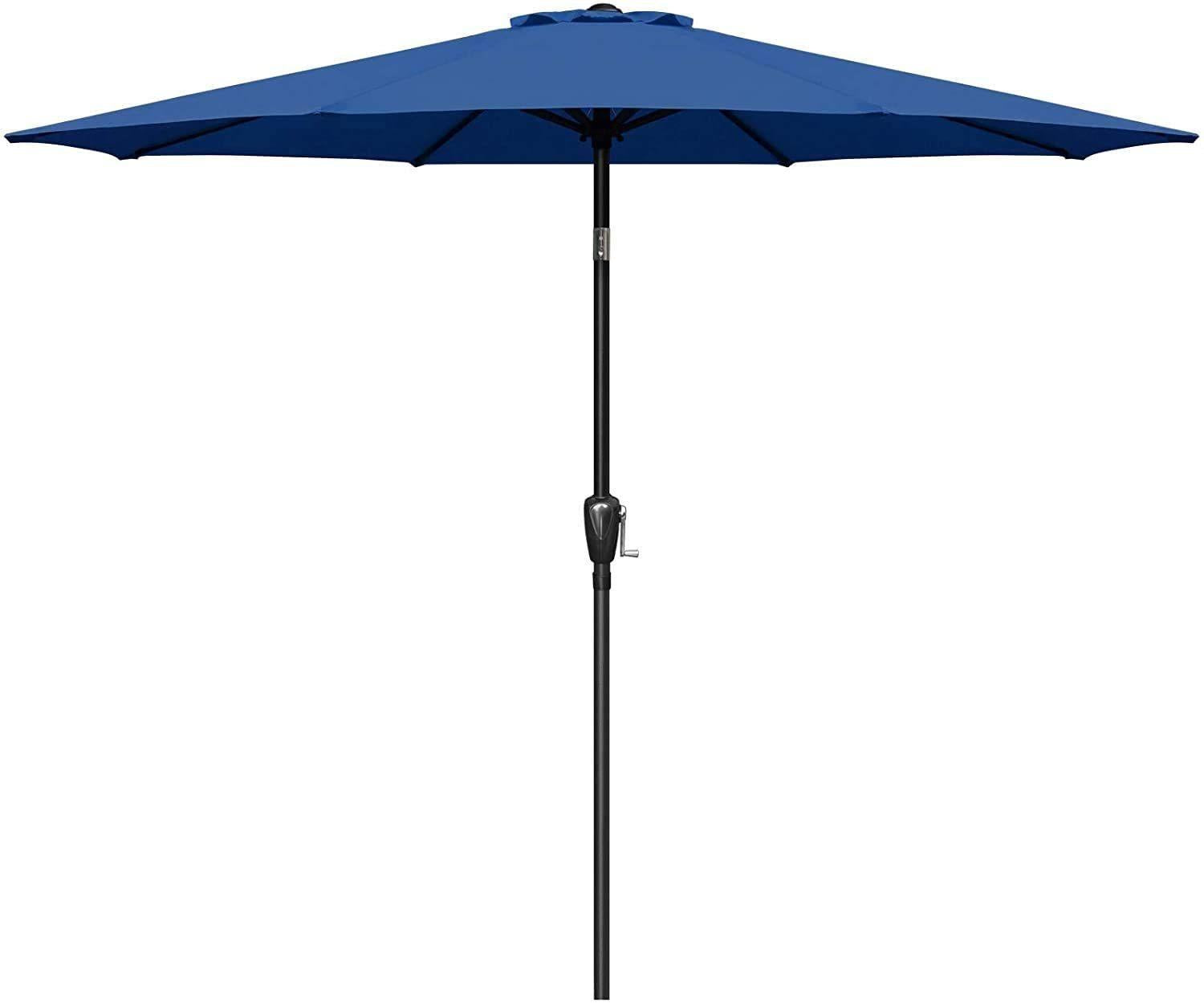 Simple Deluxe 9ft Outdoor Market Table Patio Umbrella with Button Tilt, Crank and 8 Sturdy Ribs for Garden, Blue image