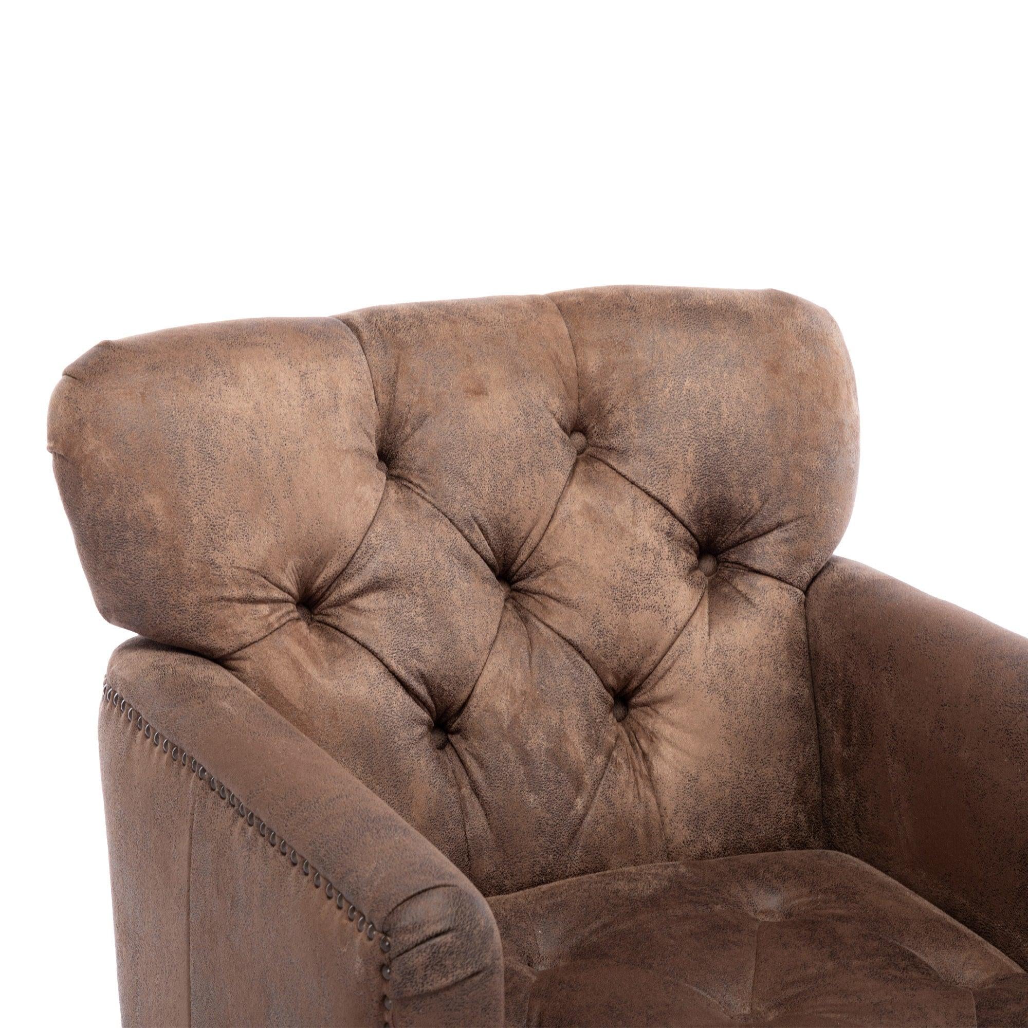 Living leisure Upholstered Fabric Club Chair, Antique Brown