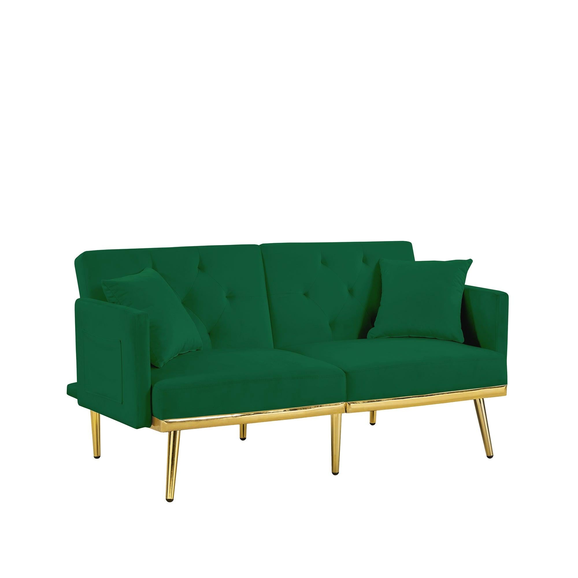 GREEN VELVET SOFA BED