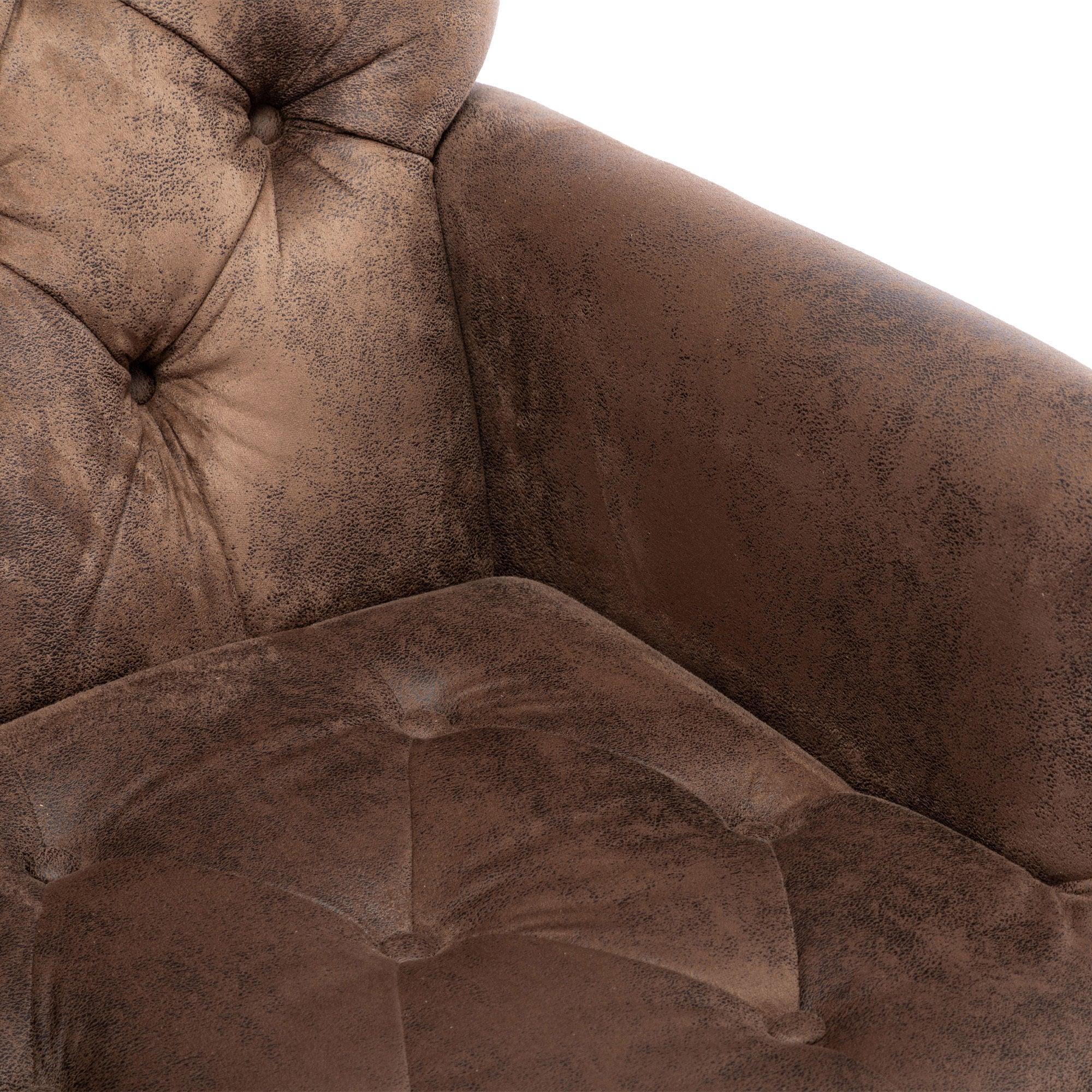 Living leisure Upholstered Fabric Club Chair, Antique Brown