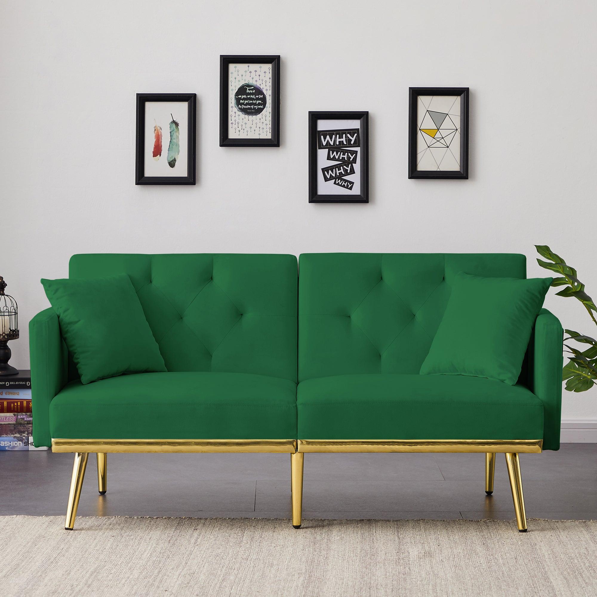 GREEN VELVET SOFA BED image