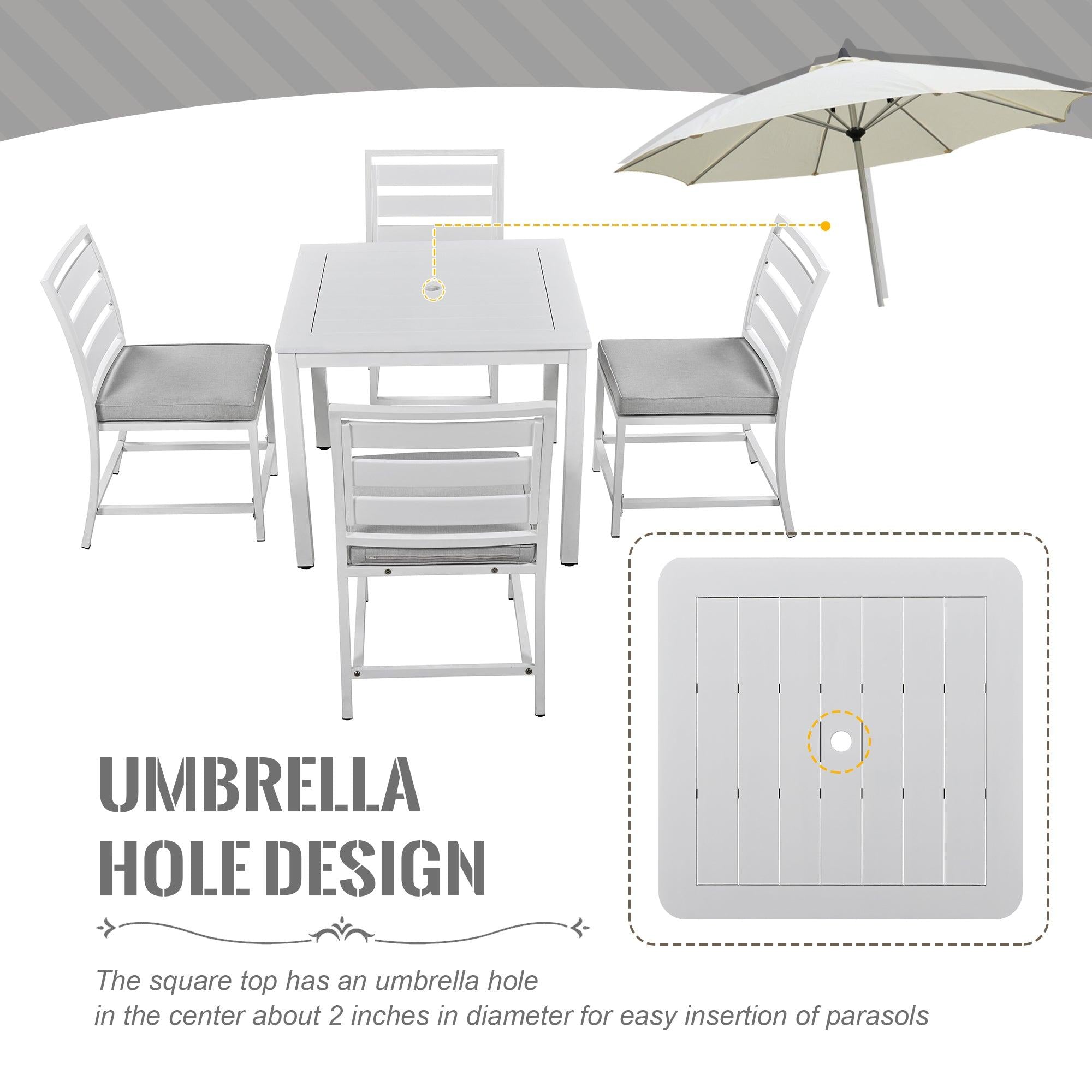 Outdoor four-person dining table and chairs are suitable for courtyards, balconies, lawns