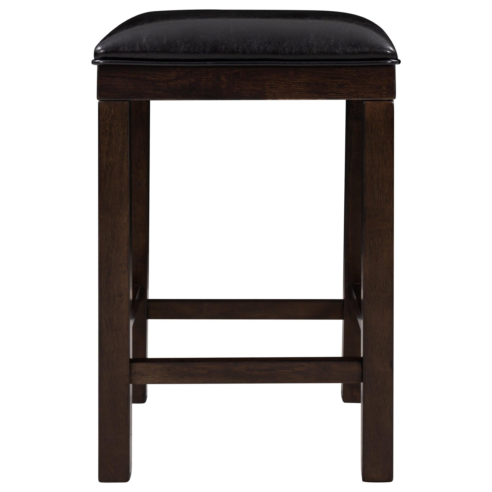 4-Piece Counter Height Table Set with Socket and Leather Padded Stools, Espresso